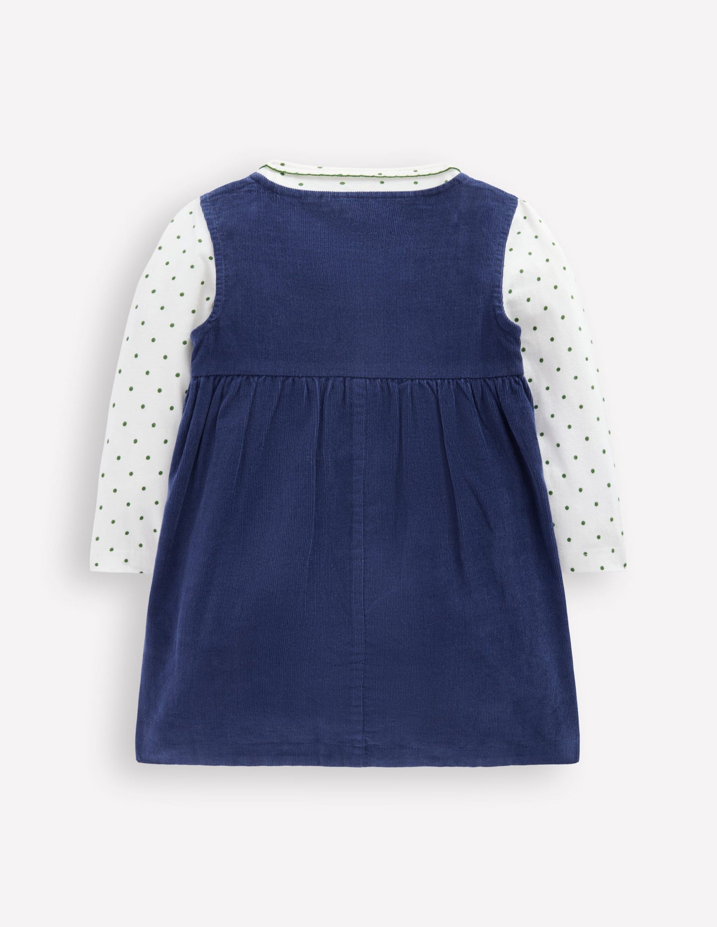 Gewebtes Schürzenkleid-Set-Schuluniform-Marineblau Kirschen
