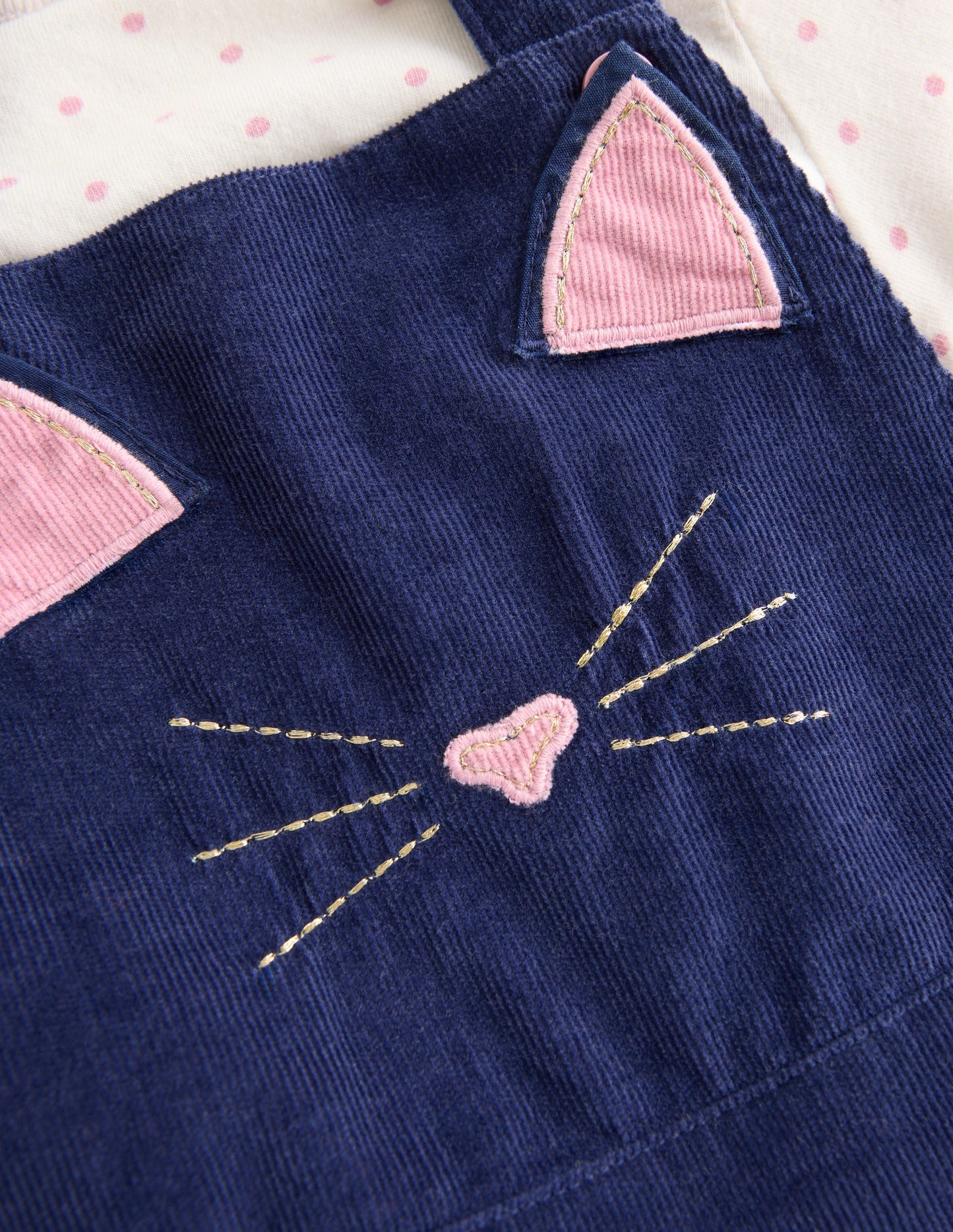 Ensemble avec salopette tissée-Chat bleu marine
