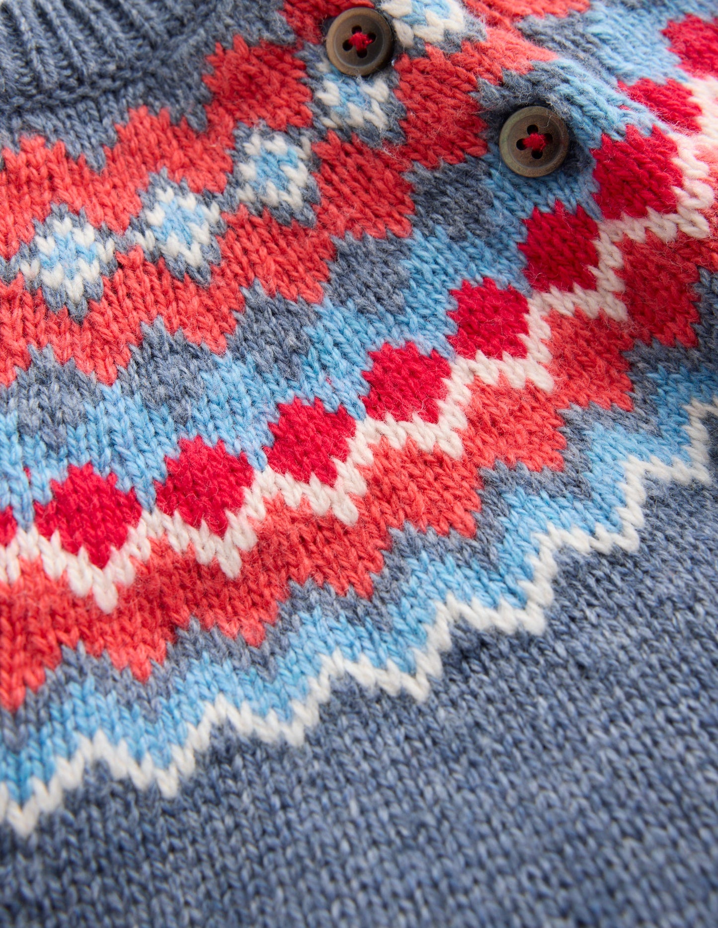 Fair Isle-Pullover mit Knöpfen-Blau Fair Isle