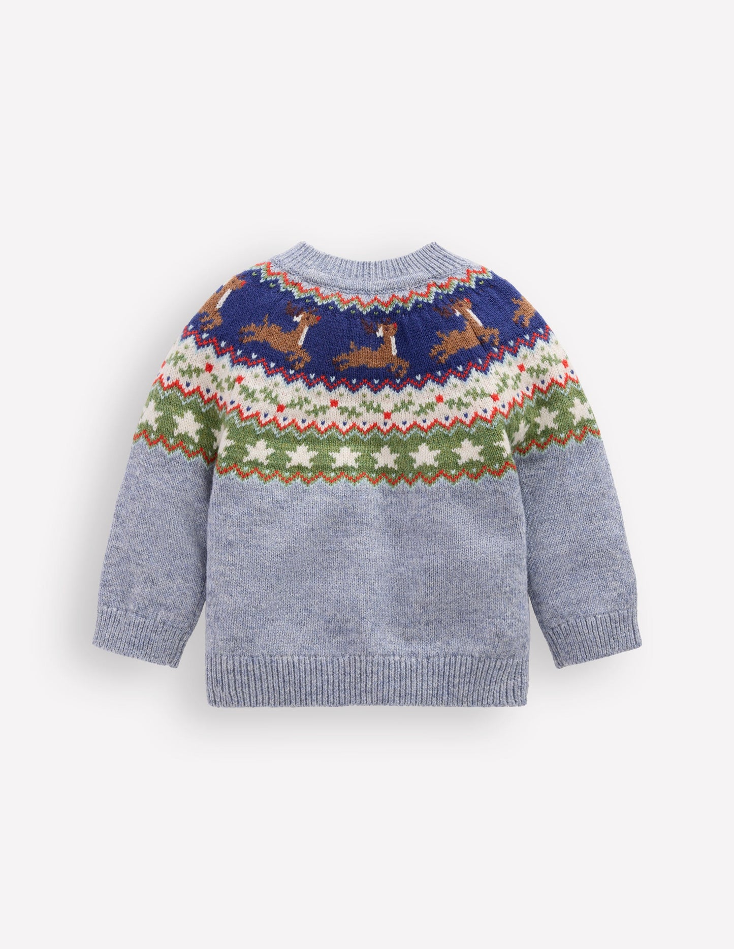 Fair-Isle-Pullover-Blau Festliches Rentier