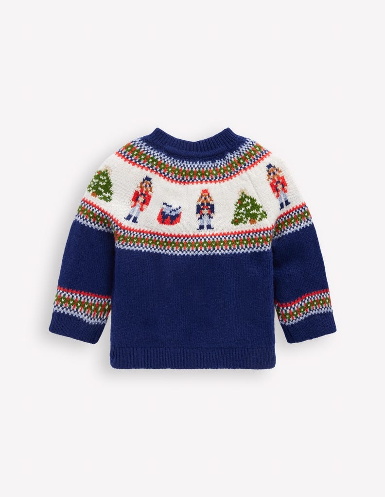 Pull motif jacquard-Casse-noisette bleu marine universitaire
