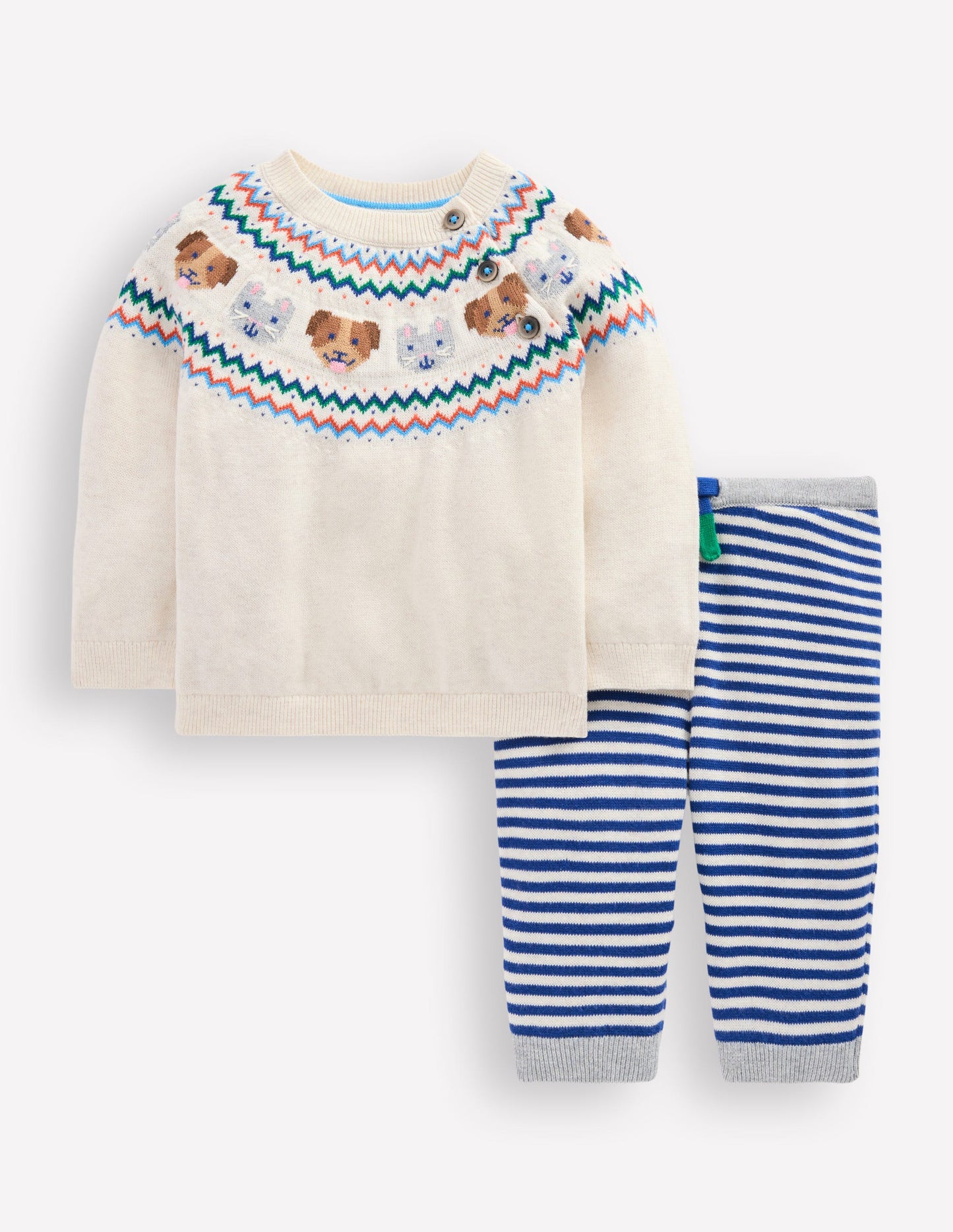 Spielset aus Strick-Beige Meliert Haustiere