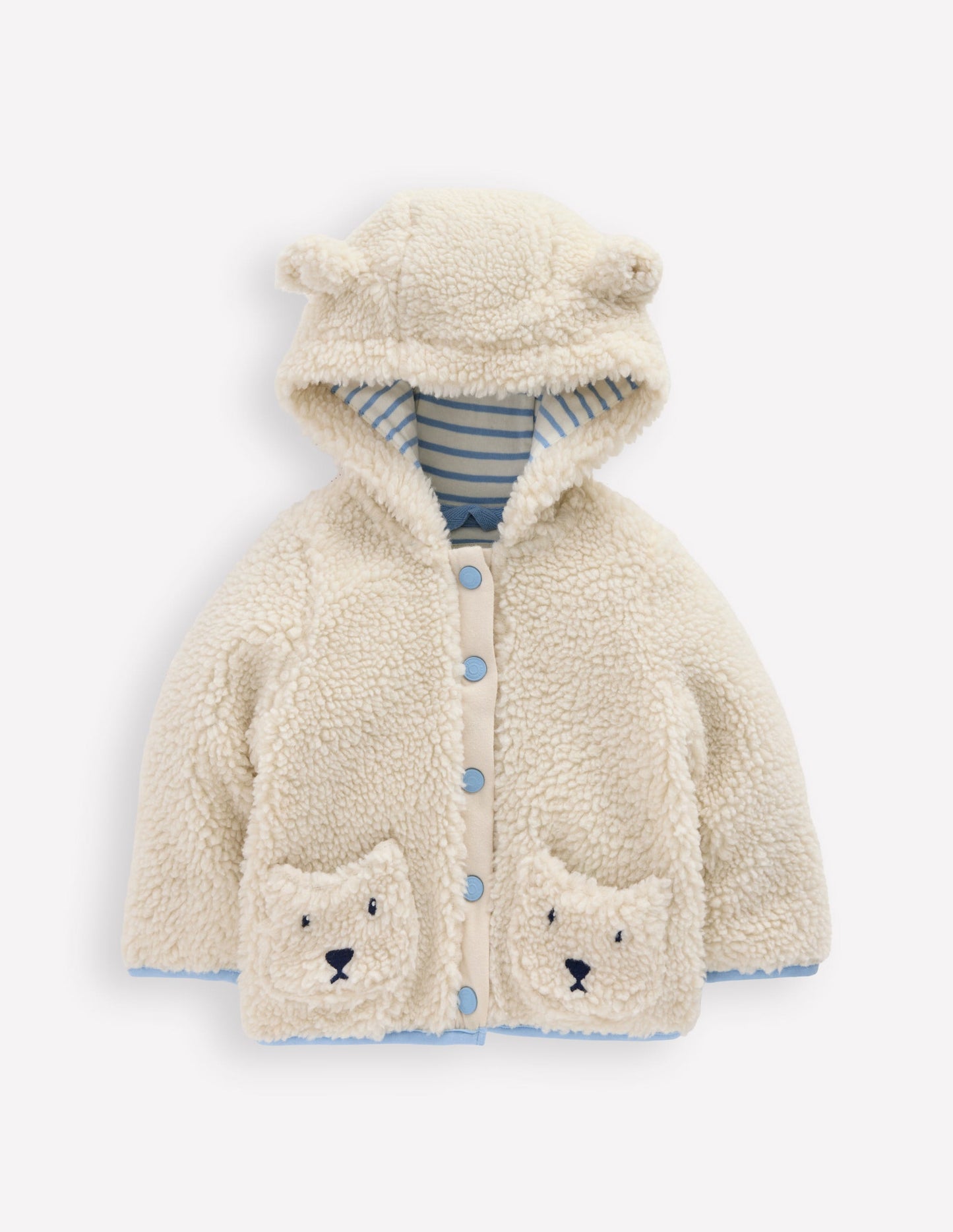 Teddyfell-Fleecejacke für Mädchen-Haferbeige Bären