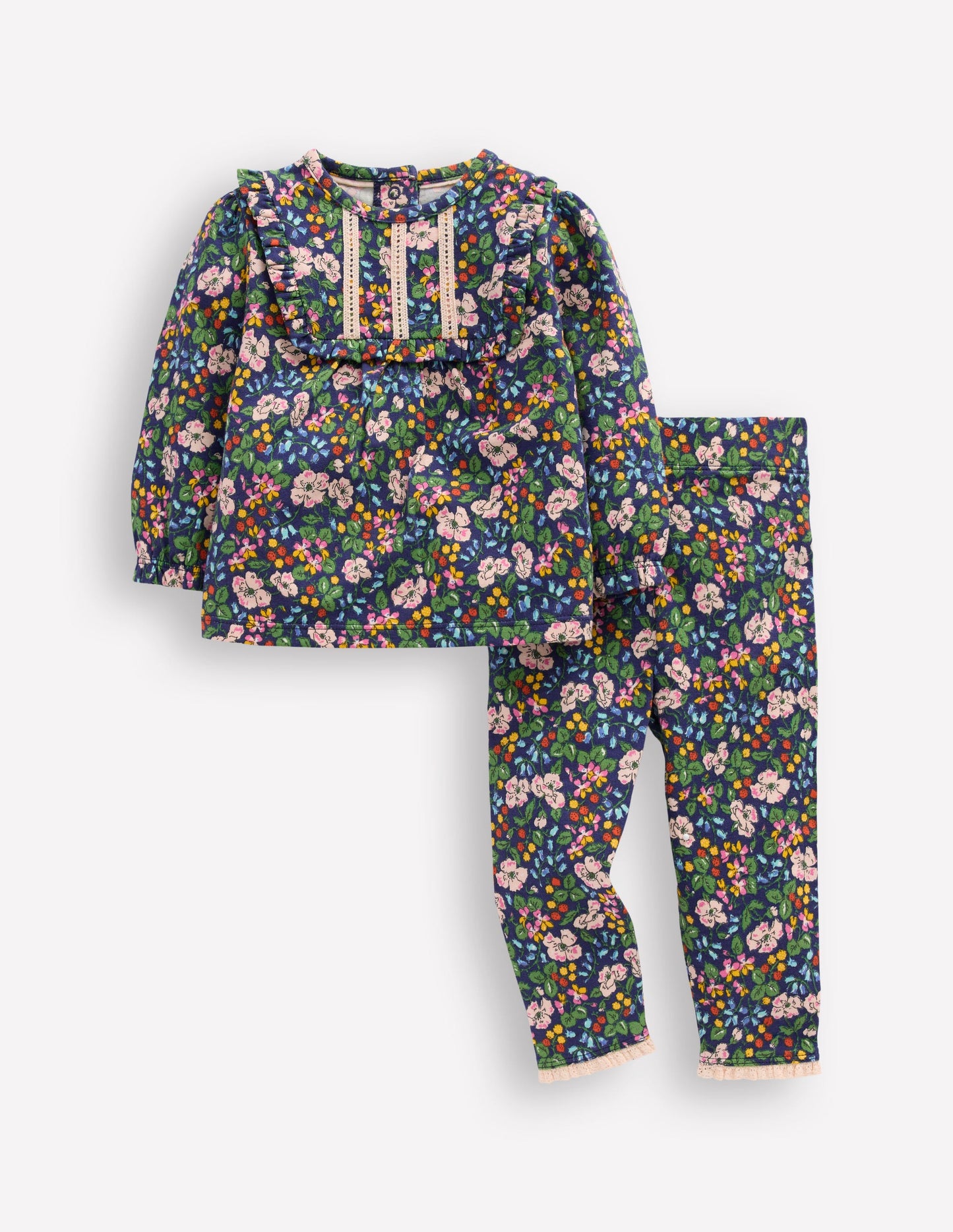 Jersey-Set-Dämmerlicht Beere Blumenmuster