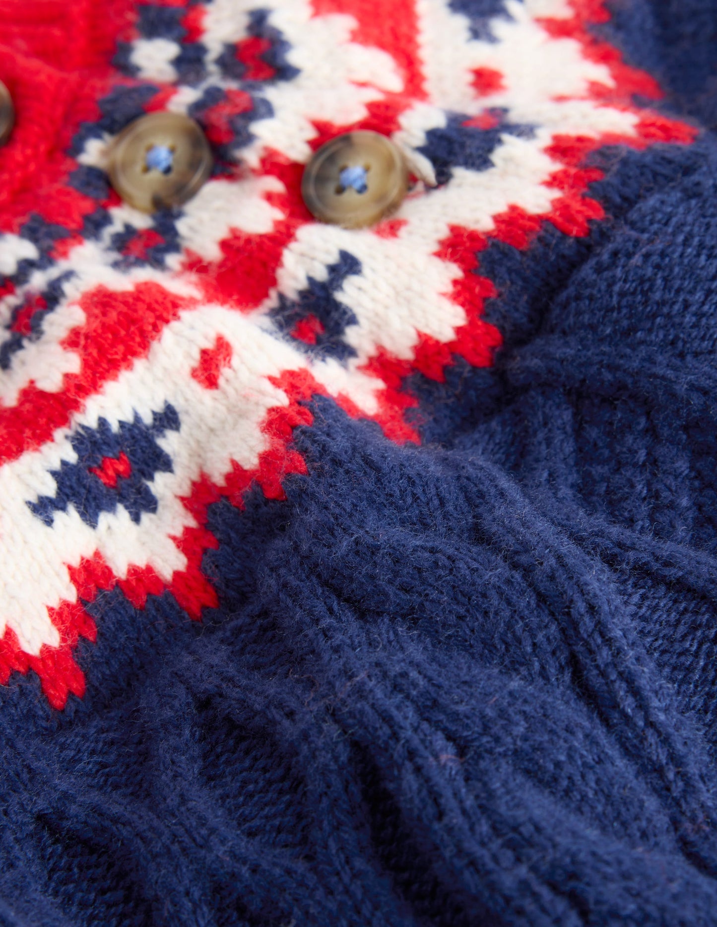 Fair-Isle-Pullover mit Zopfmuster-Schuluniform-Navy, Fair-Isle-Muster