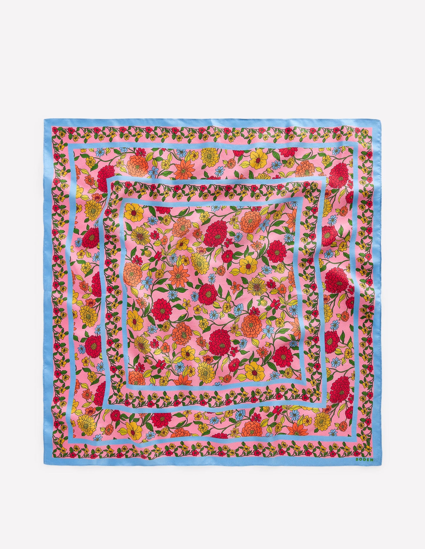 Quadratischer Seidenschal-Bunt, Kaskadenartige Dahlien