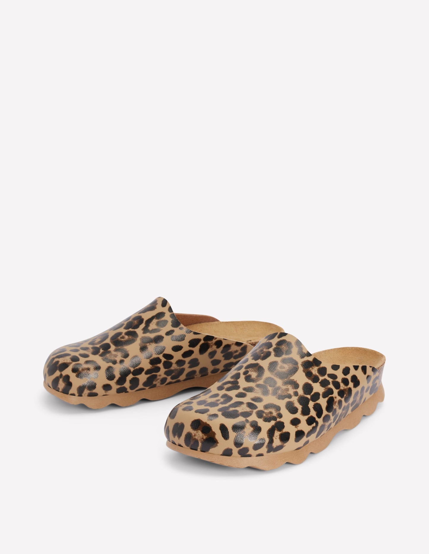 Lyla Clogs in Blockfarben-Mohair, Leopardenmuster