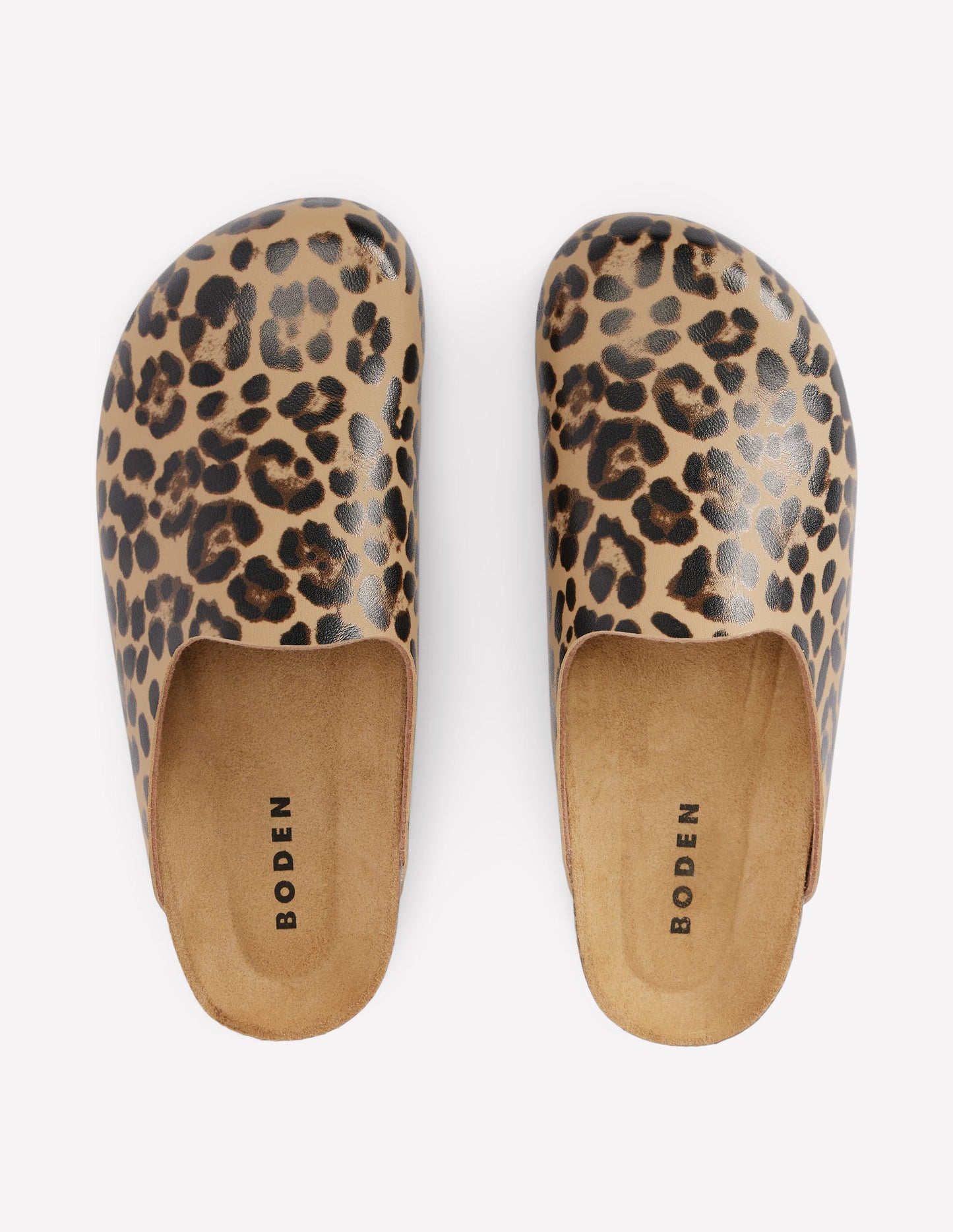 Lyla Clogs in Blockfarben-Mohair, Leopardenmuster