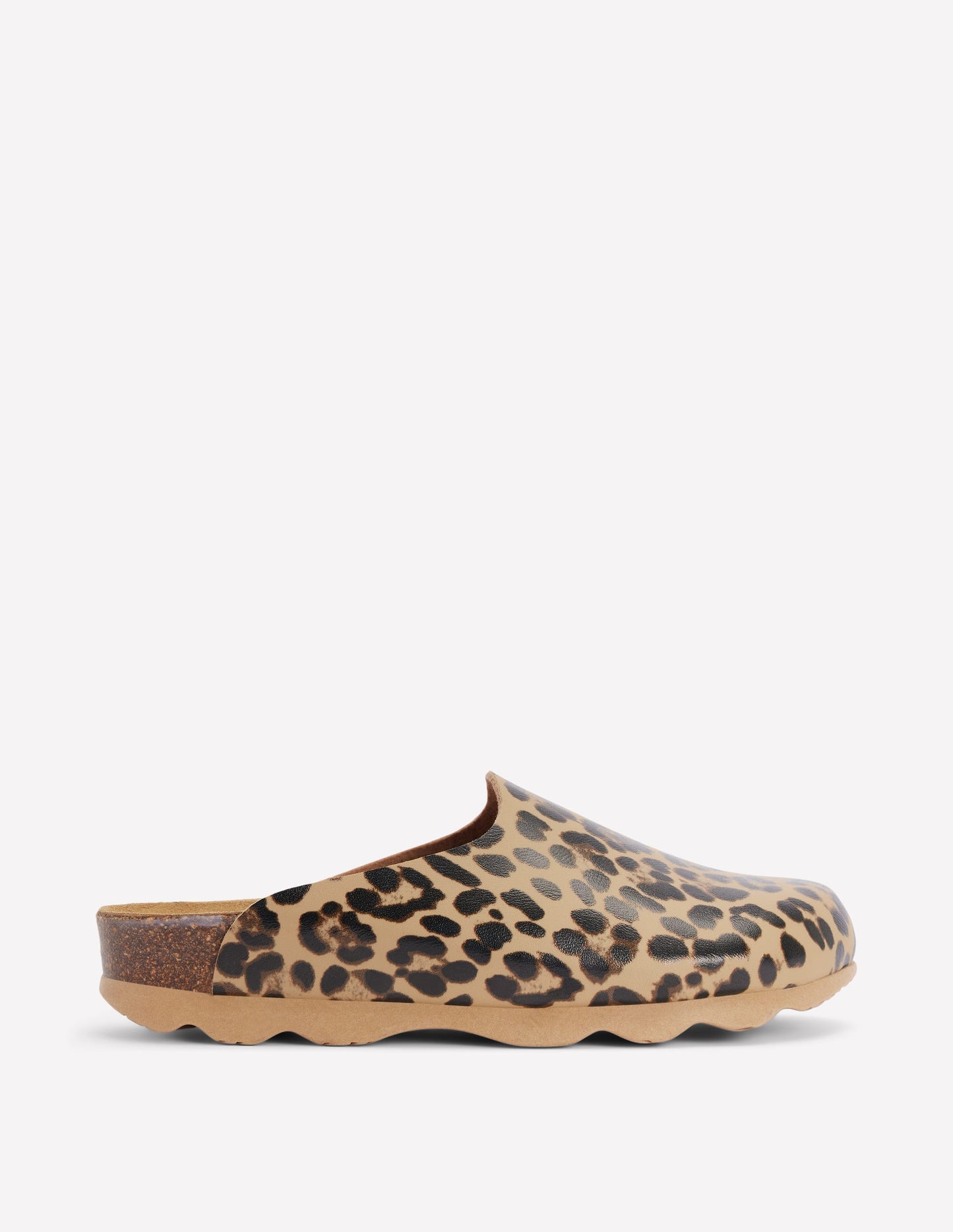 Lyla Clogs in Blockfarben-Mohair, Leopardenmuster