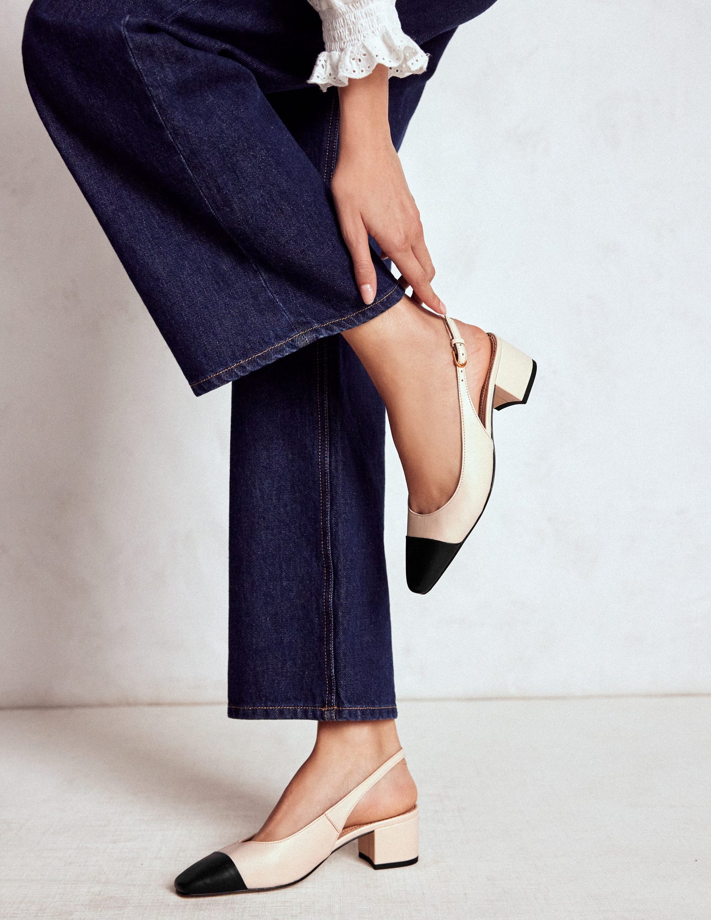 Ailsa Slingbacks mit Blockabsatz-Beige