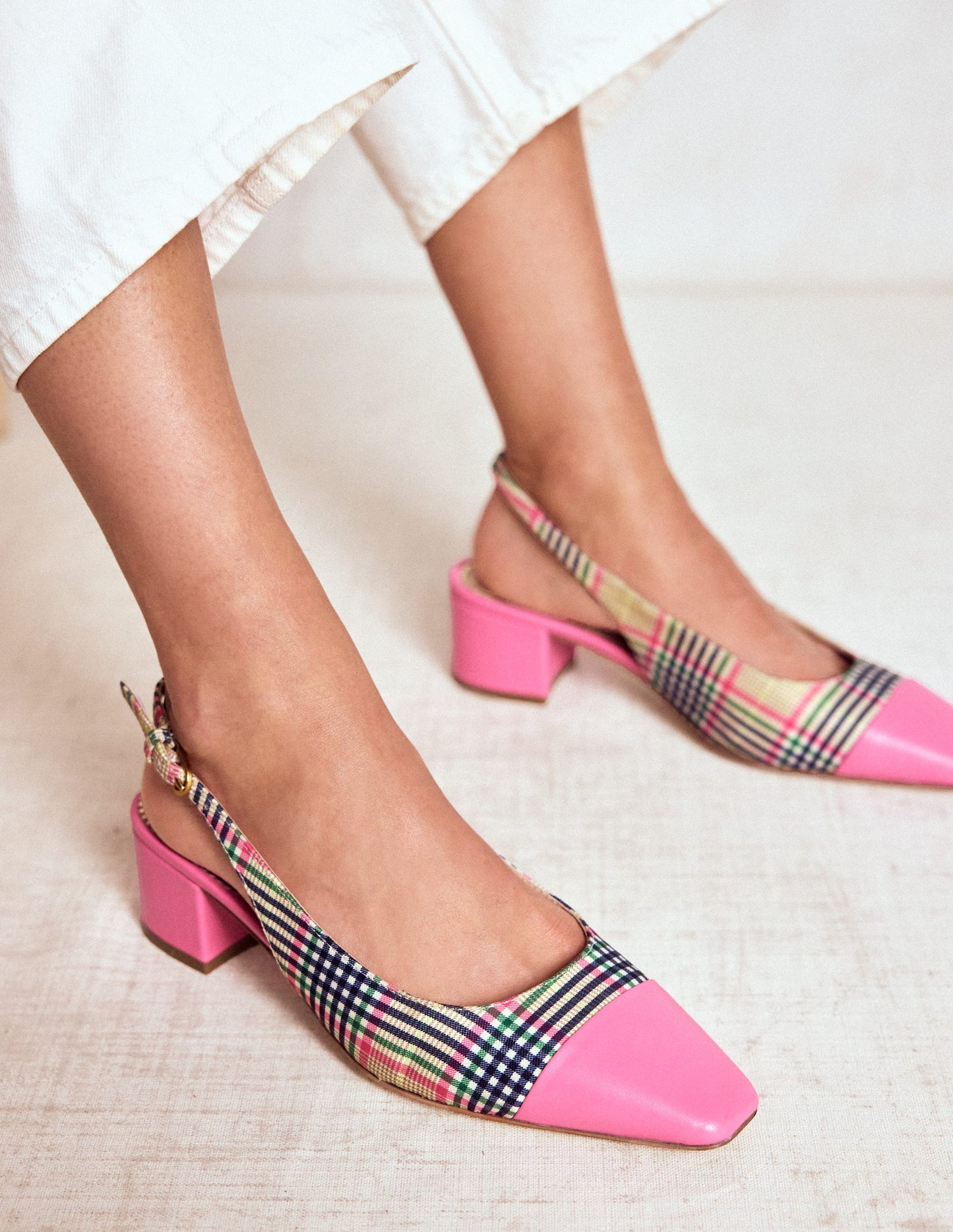 Ailsa Slingbacks mit Blockabsatz-Bunt Karomuster