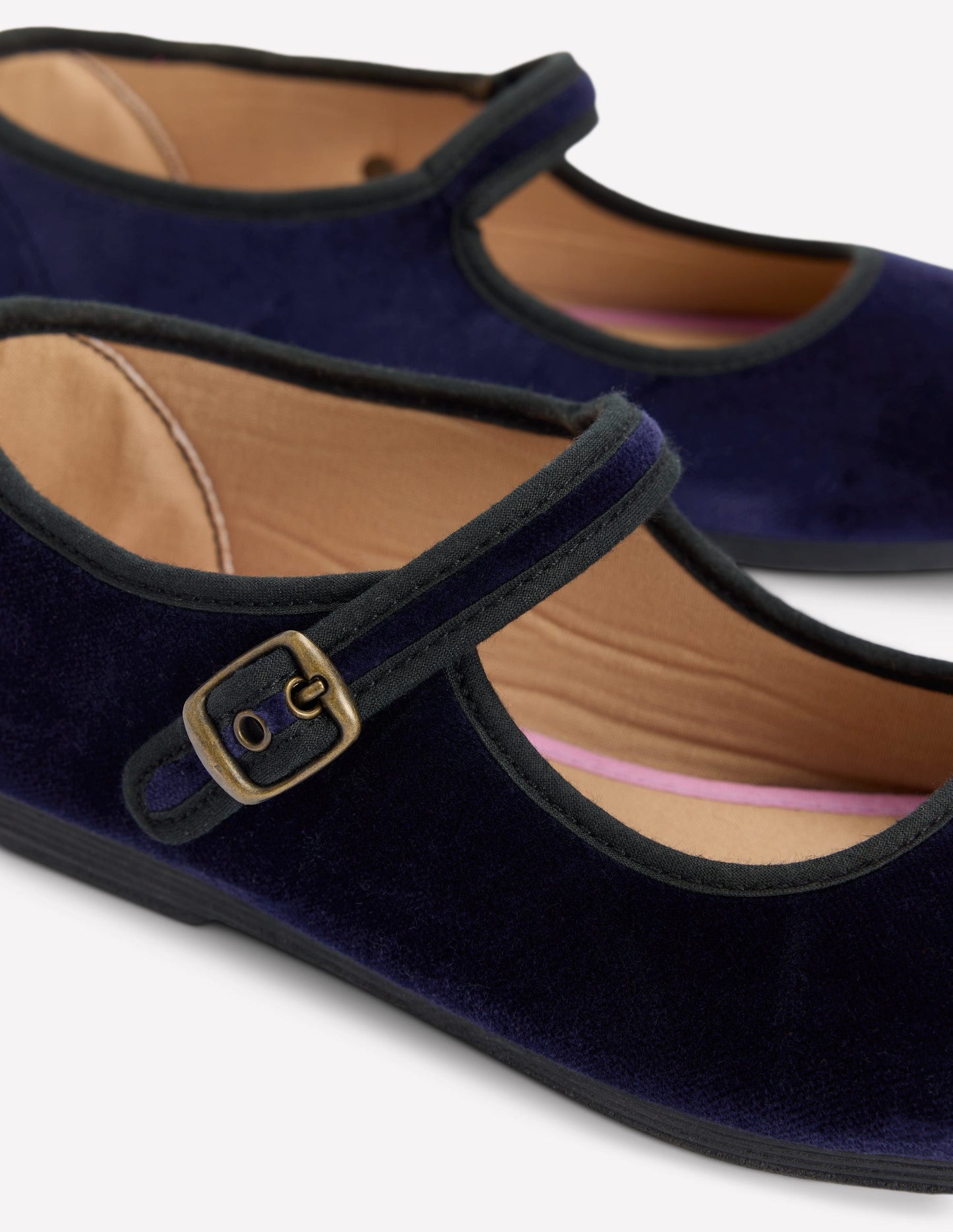Mary Janes aus dehnbarem Material-Navy Samt