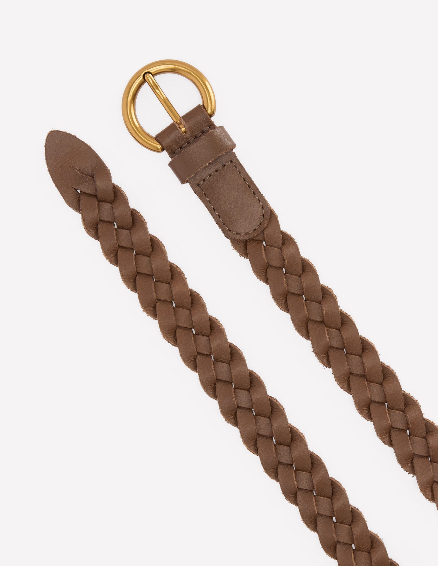 Ceinture fine tressée-Terre d'ombre