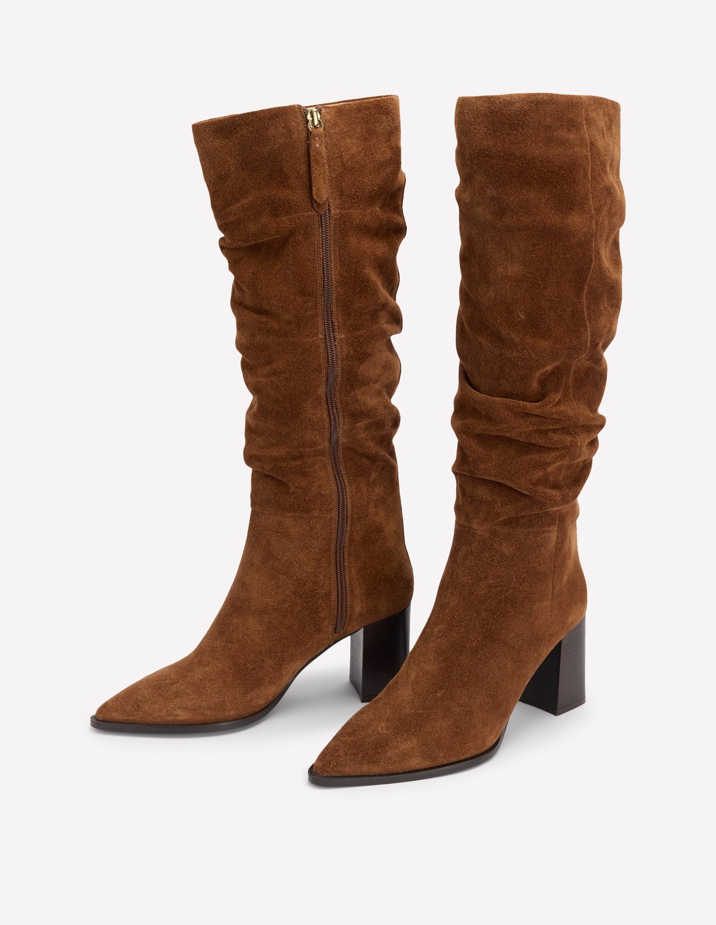 Vera Spitze Stiefel mit Blockabsatz-Hellbraun
