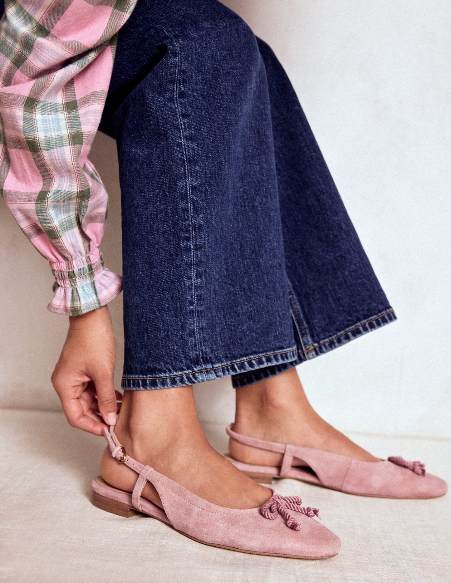 Flache Slingback-Sandalen-Rosé