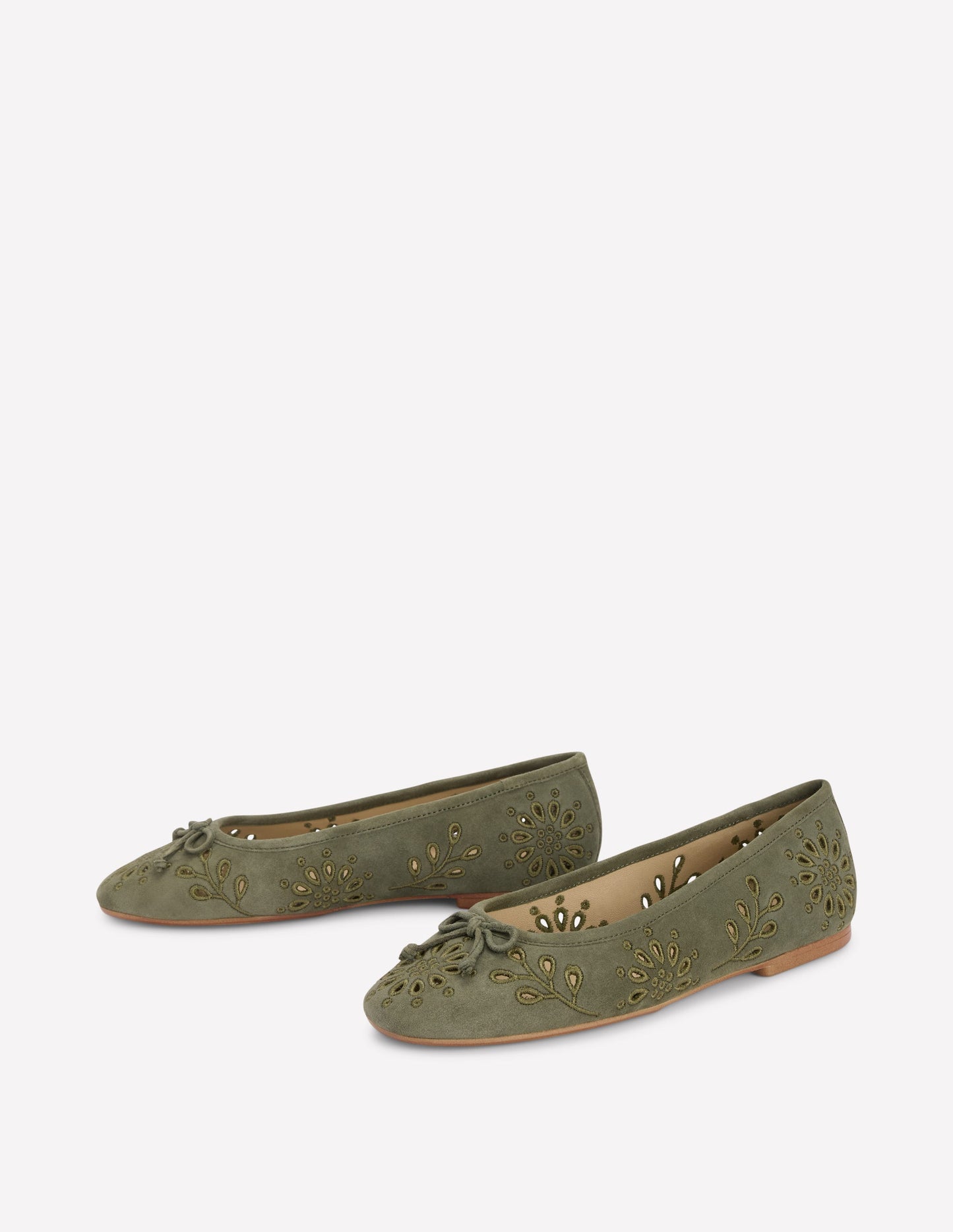 Flache Ballerinas mit Cut-out-Dunkles Olivgrün