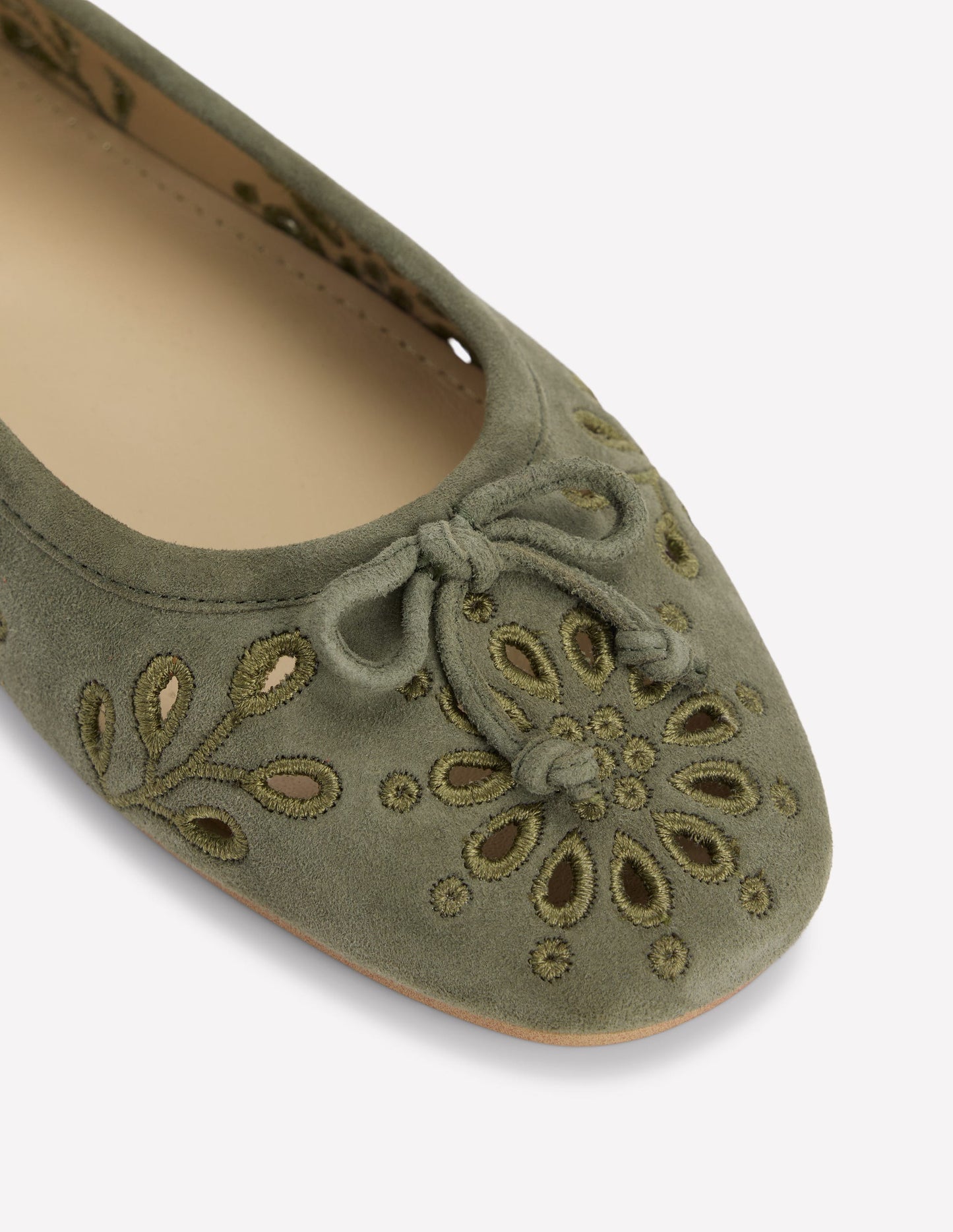 Flache Ballerinas mit Cut-out-Dunkles Olivgrün