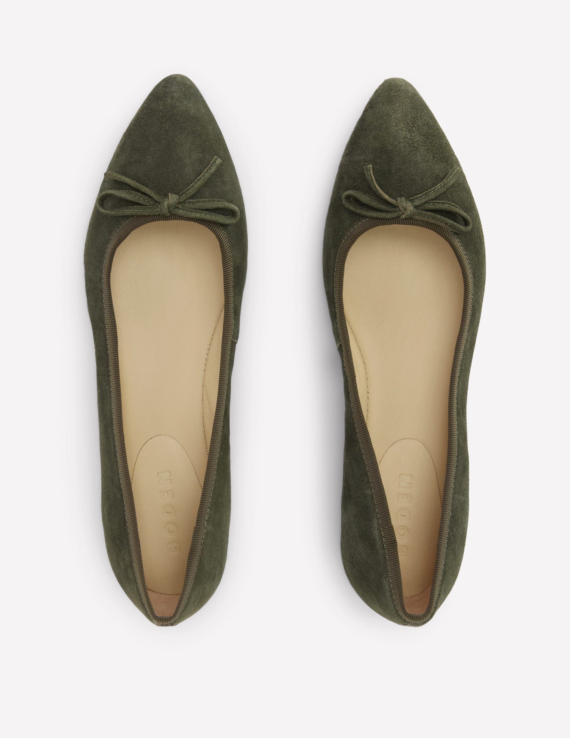Spitze, flache Schuhe mit flexibler Sohle-Dunkles Moosgrün-5