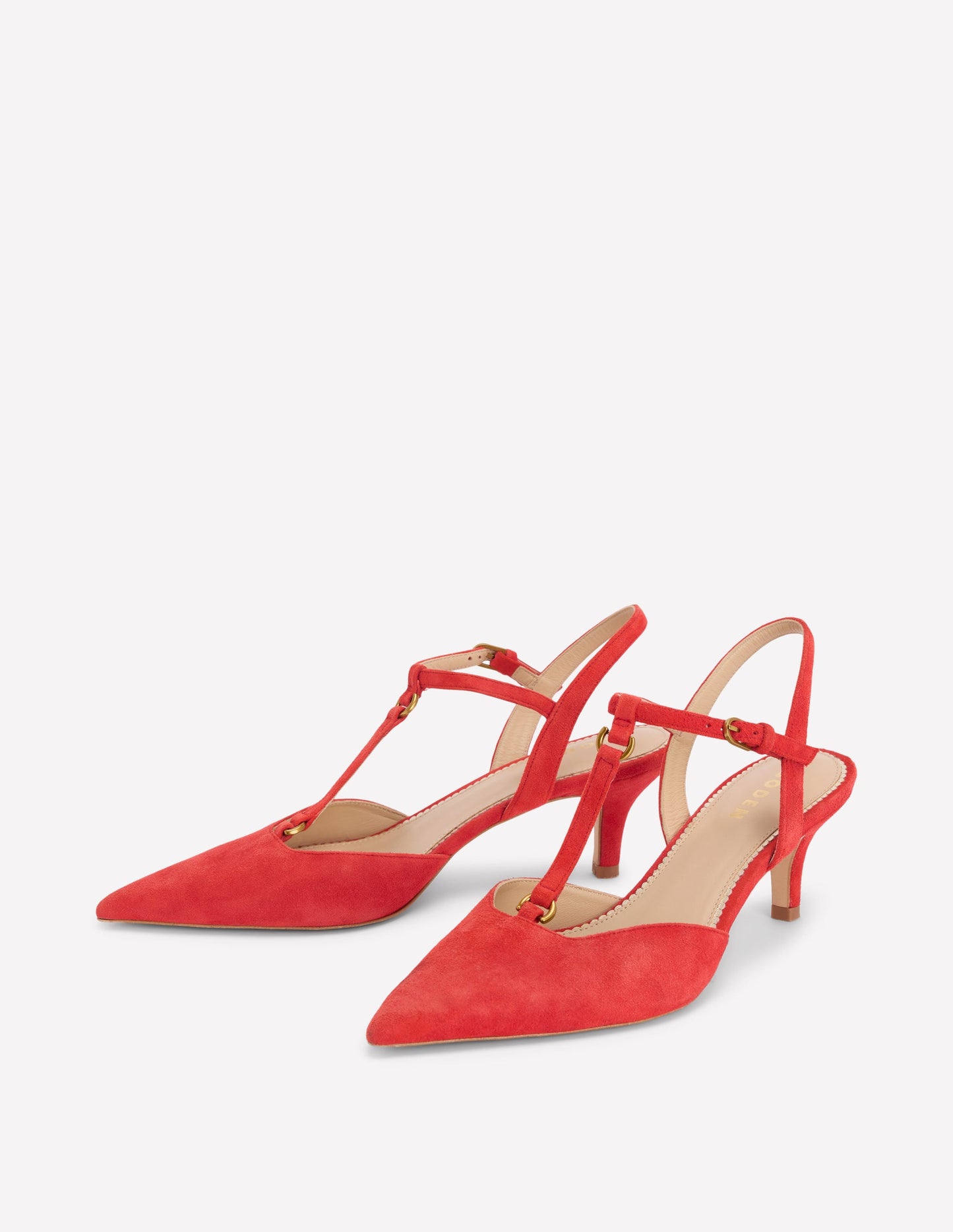 Spitze Absatzschuhe mit T-Steg-Briefkastenrot