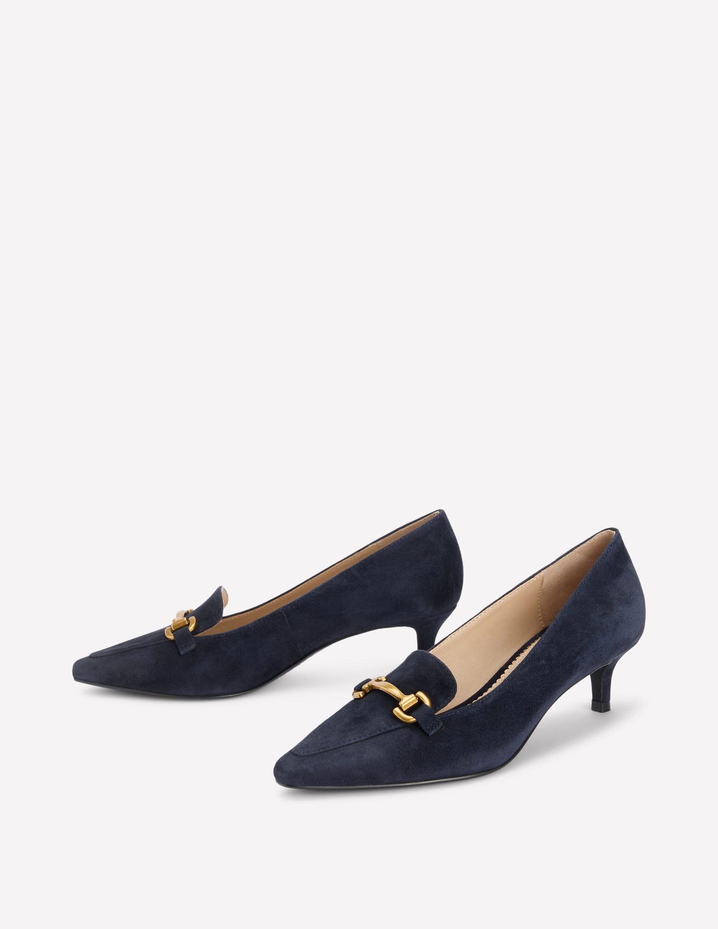 Iris Spitze Loafer mit Absatz und Trensendetail-Marineblau