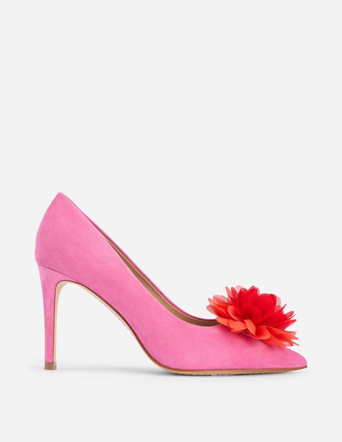 Chaussures à talons pointues à fleurs-Gris Moyen