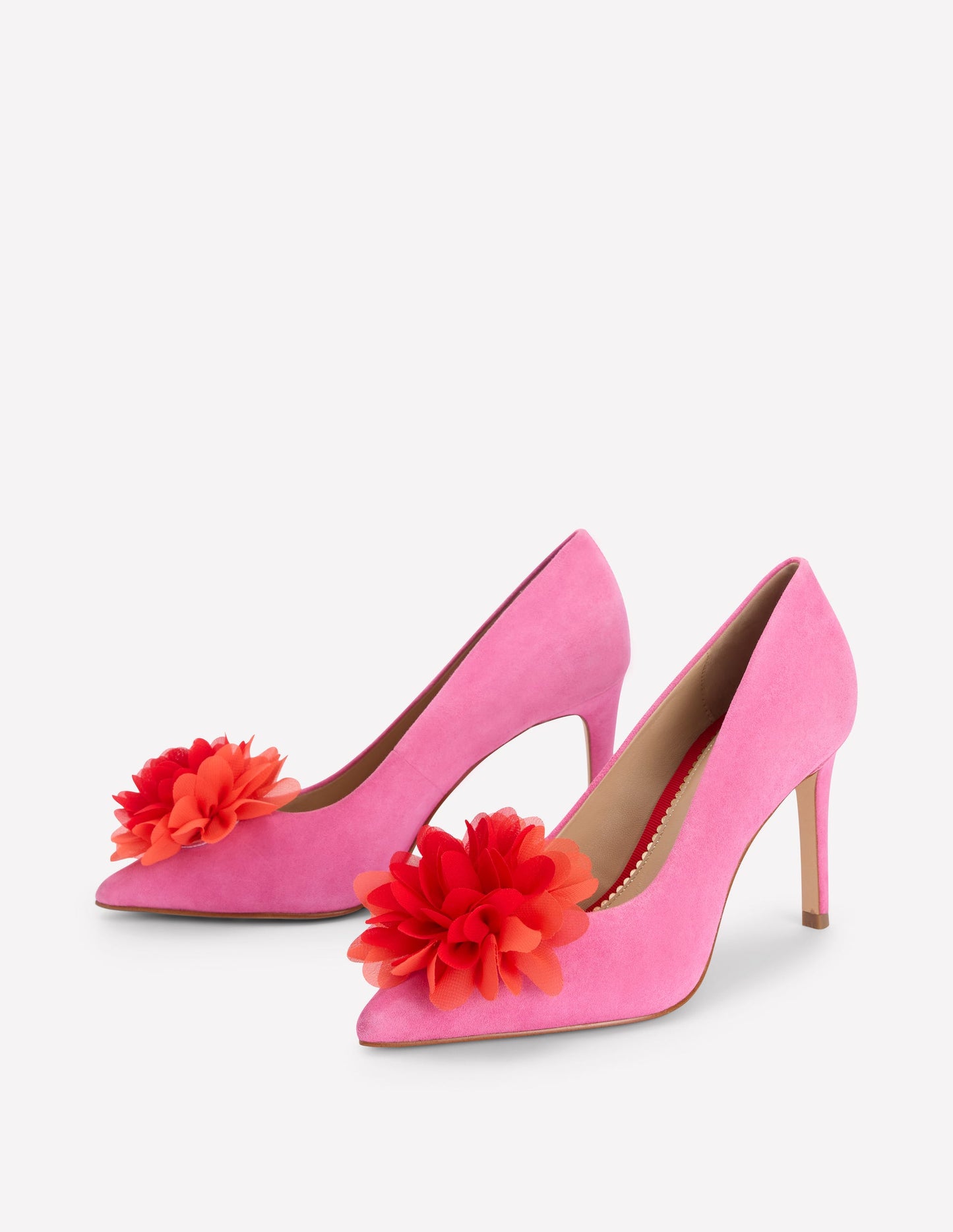 Chaussures à talons pointues à fleurs-Gris Moyen
