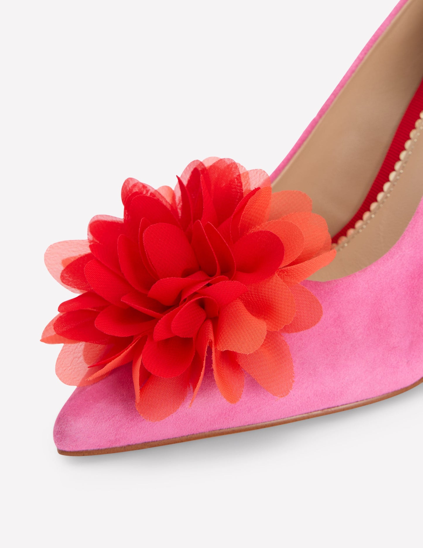 Chaussures à talons pointues à fleurs-Gris Moyen