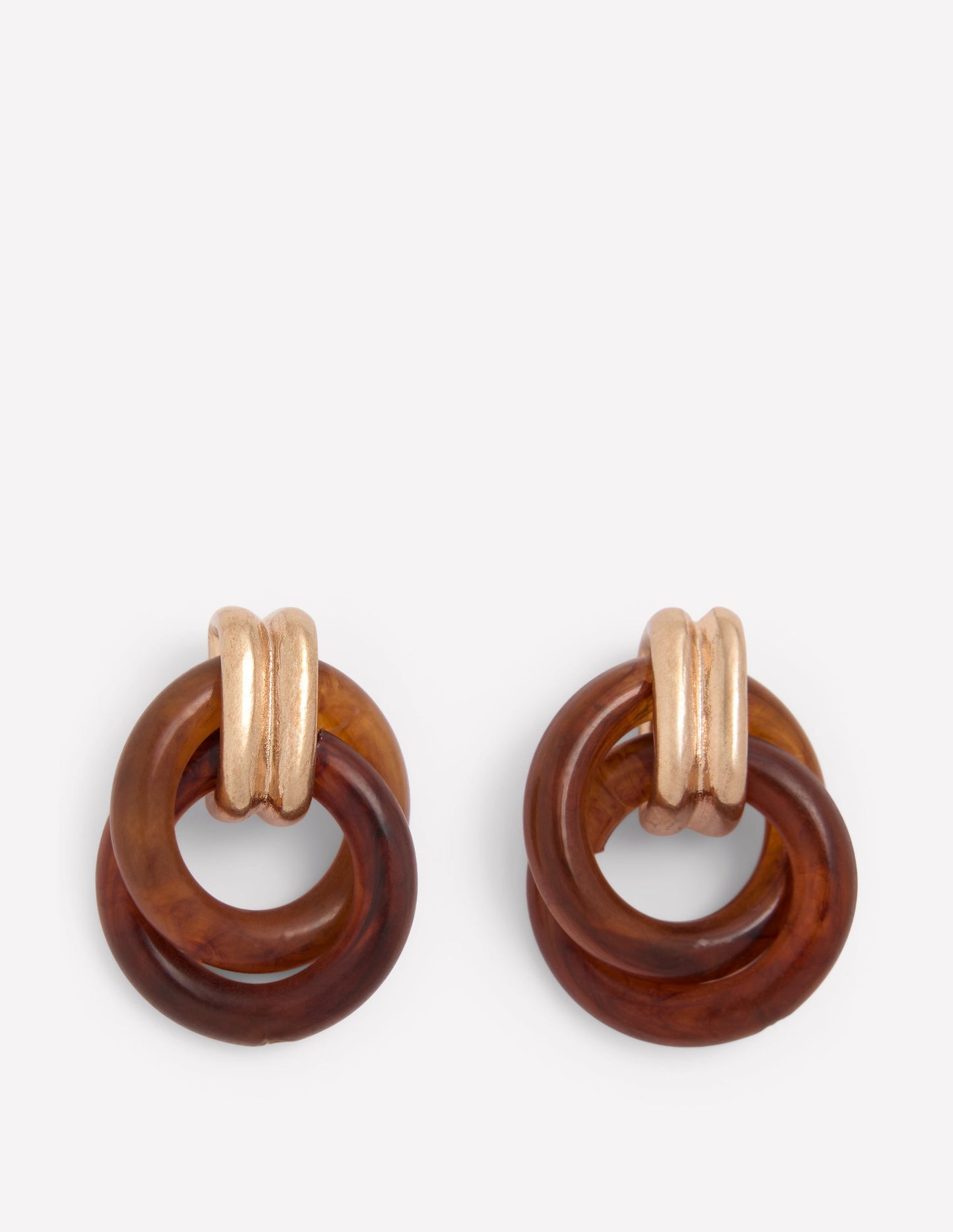 Boucles d'oreilles à double torsade-Écaille de tortue marron