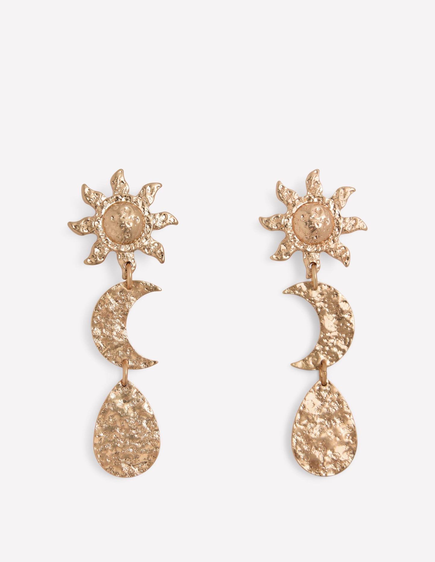 Ohrringe mit gehämmerten Motiven-Gold
