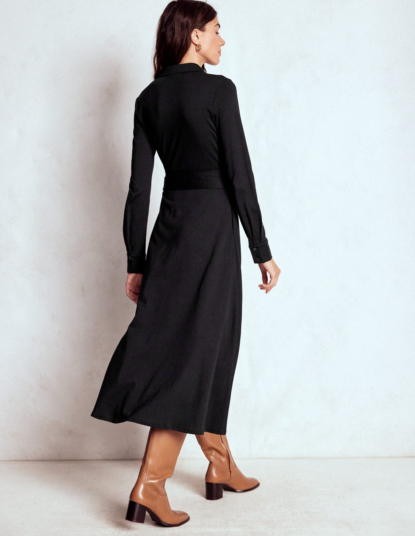 Marcia Jersey-Hemdblusenkleid-Schwarz