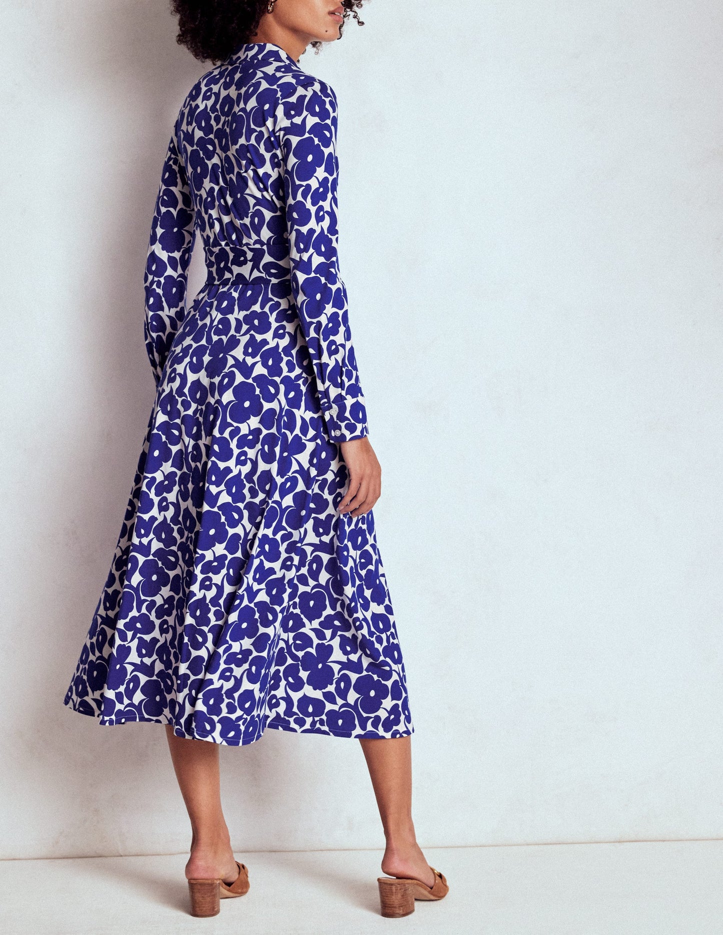 Marcia Jersey-Hemdblusenkleid-Leuchtendes Blau, Laubhain