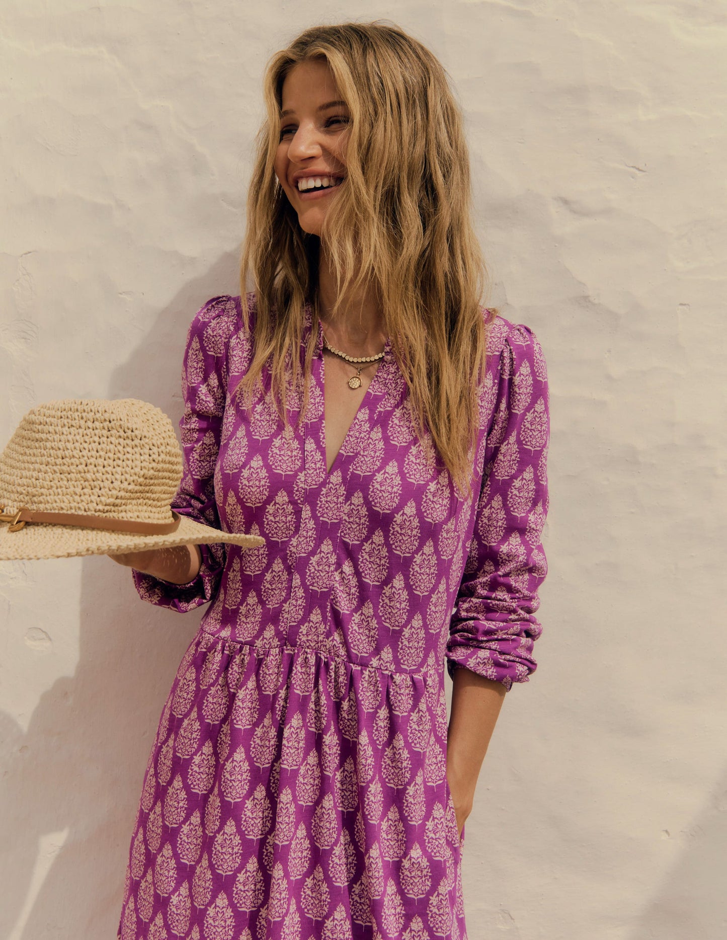 Robe décontractée Naomi en jersey-Violet, bouquet de fleurs sauvages