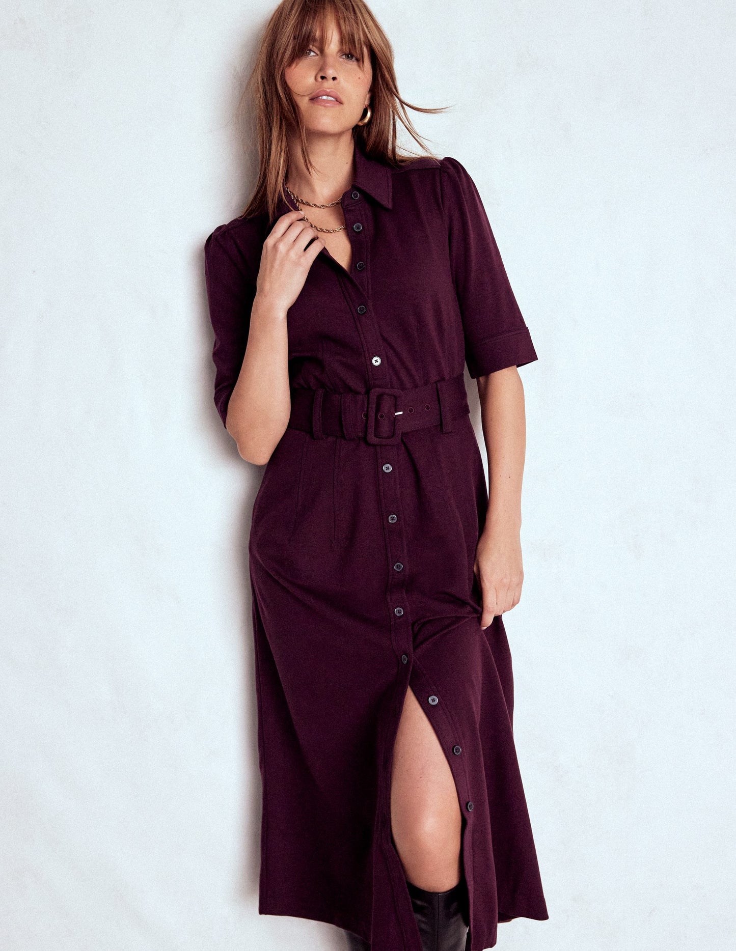 Anita Ponte-Hemdblusenkleid-Dunkle Kirsche