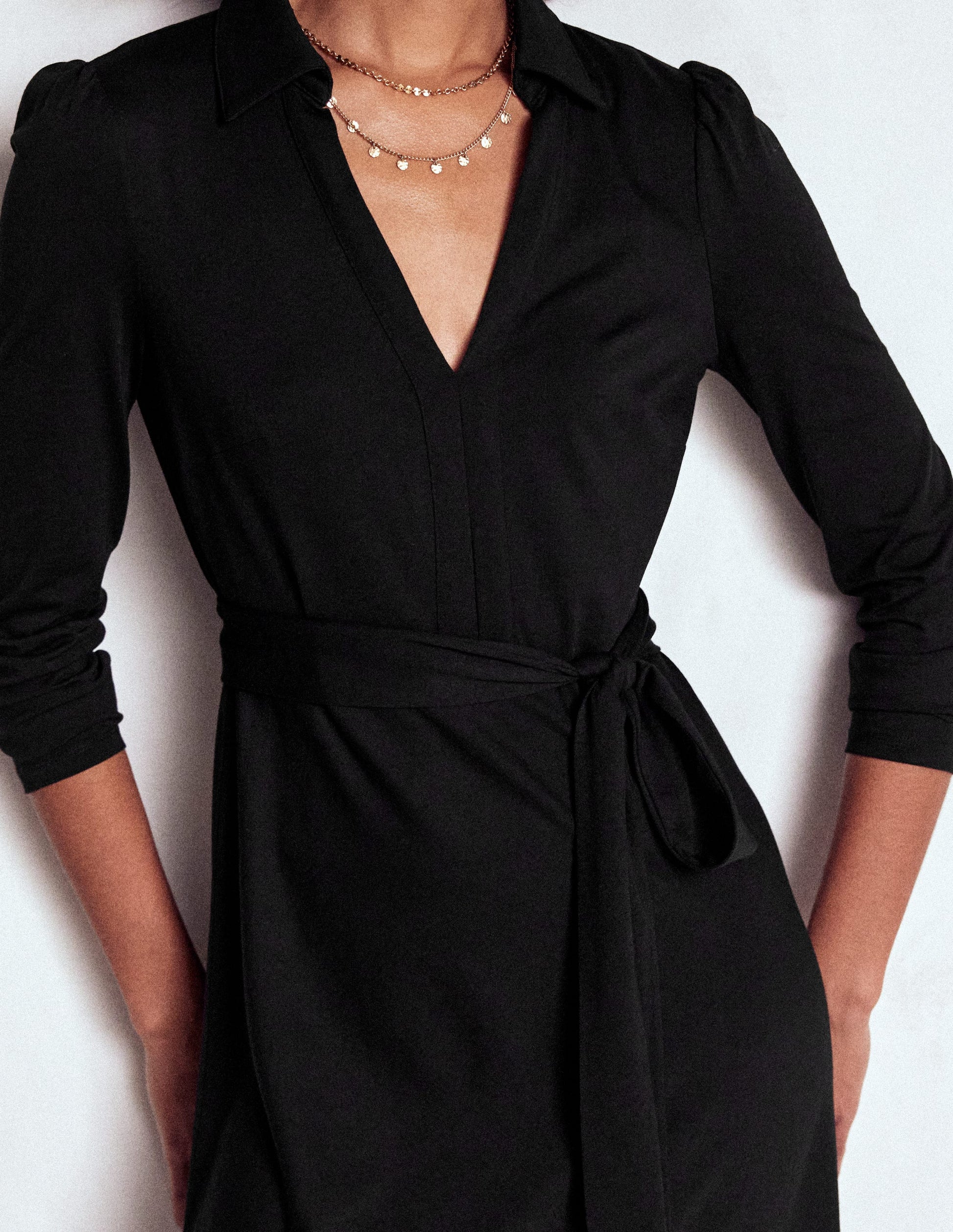 Imogen Jerseykleid mit Kragen-Schwarz-2