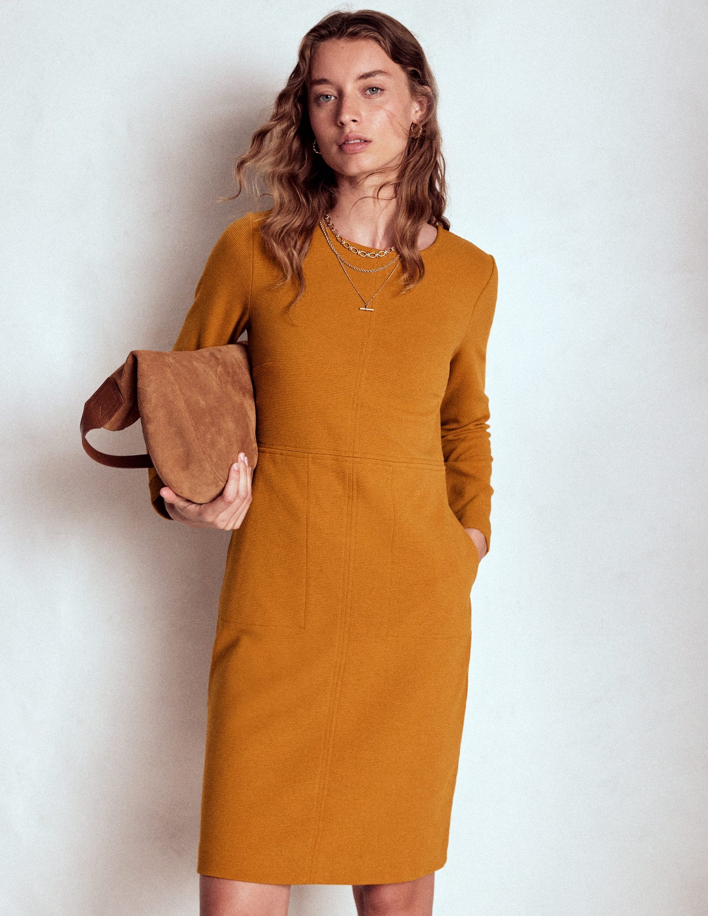 Robe Cornelia en ottoman-Marron caramel