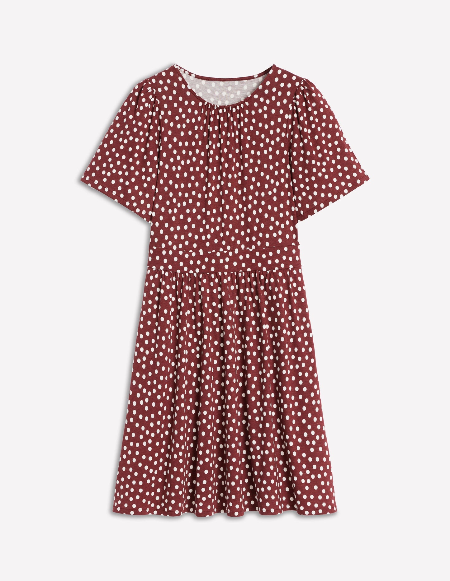 Robe courte Louisa en jersey-Châtaigne, pois peints