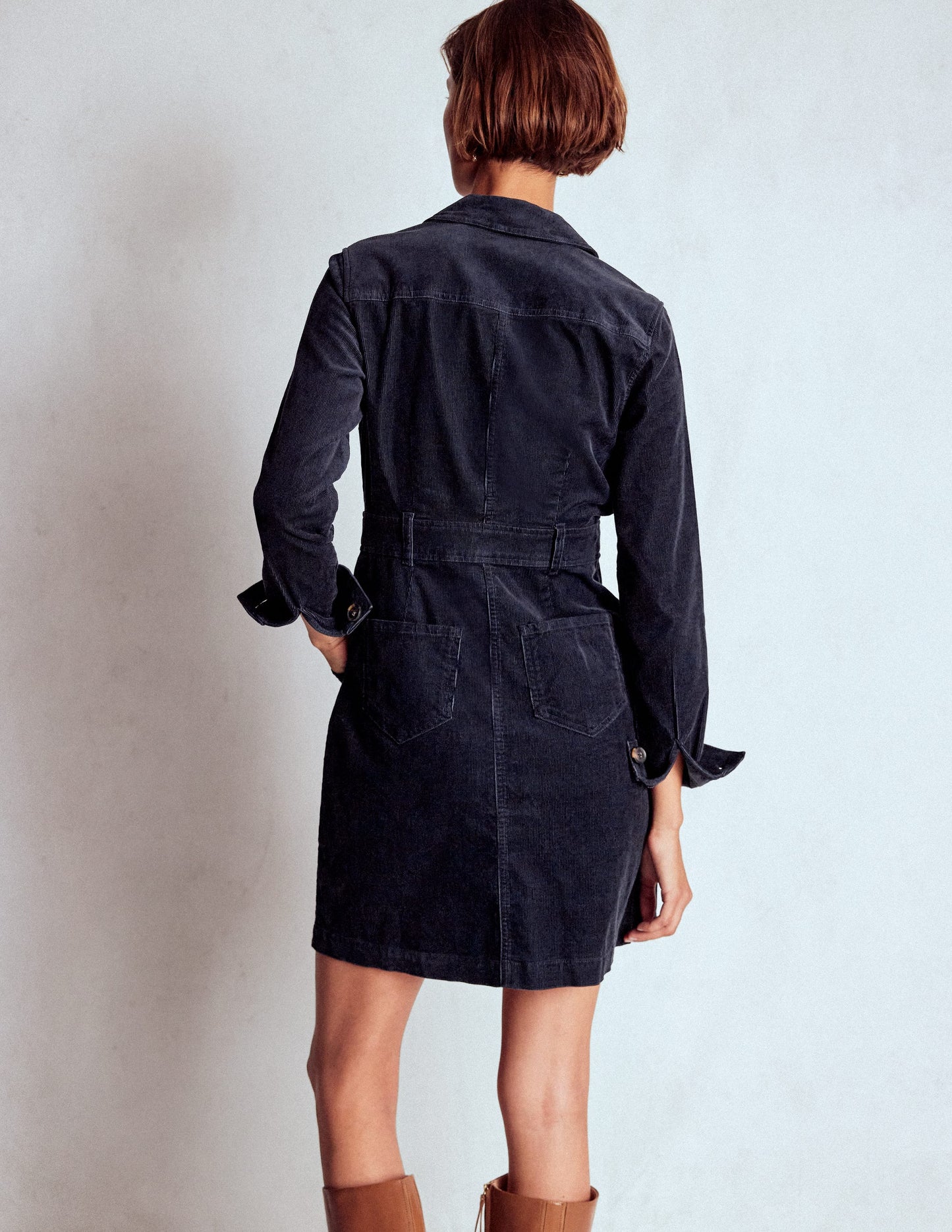 Robe courte en velours côtelé Amanda-Bleu marine