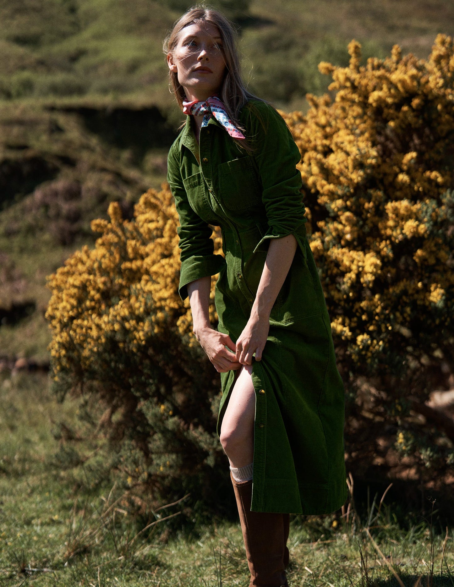Amanda Midi-Cordkleid-Farn