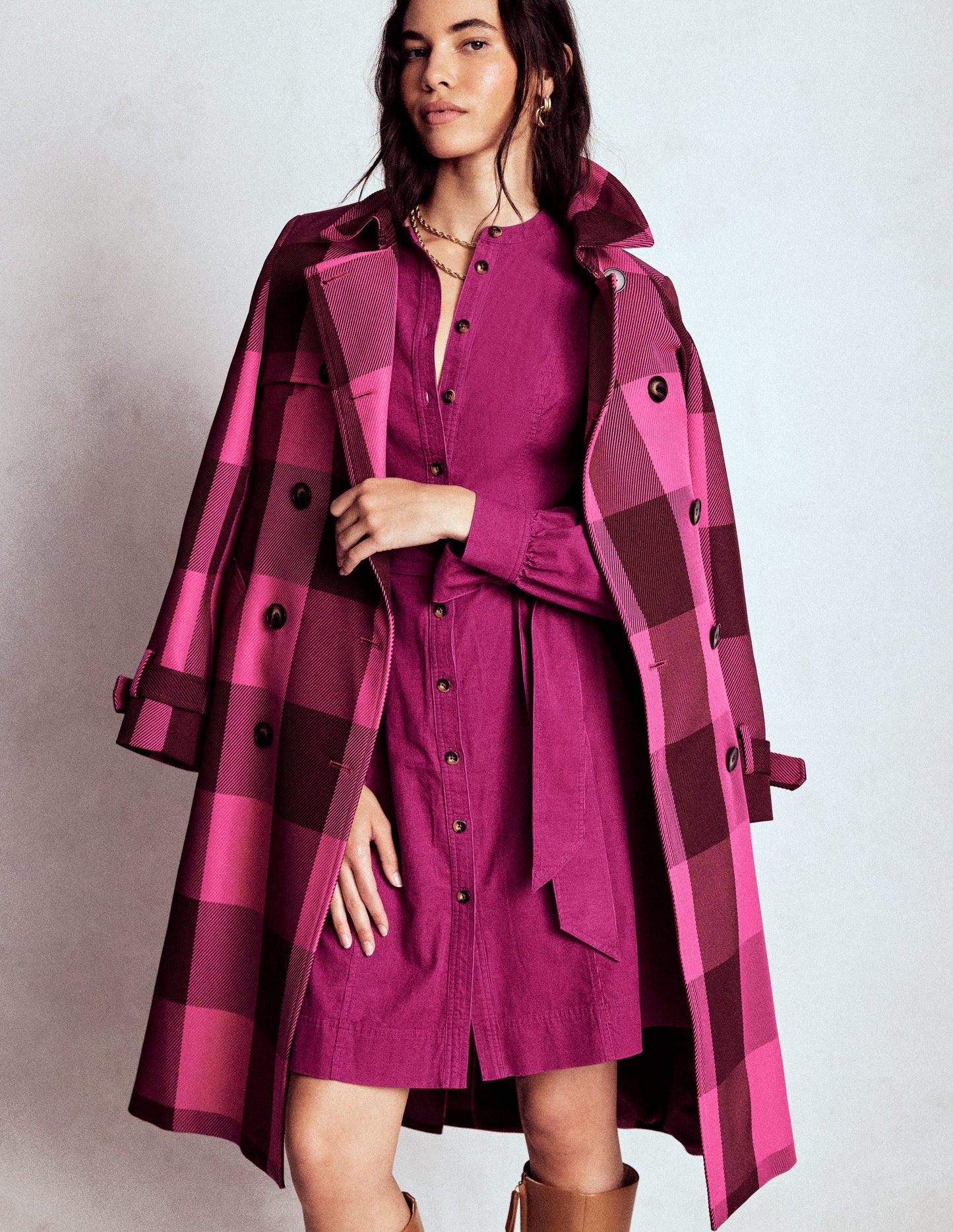 Bre Kurzes Cordkleid-Sattes Magenta