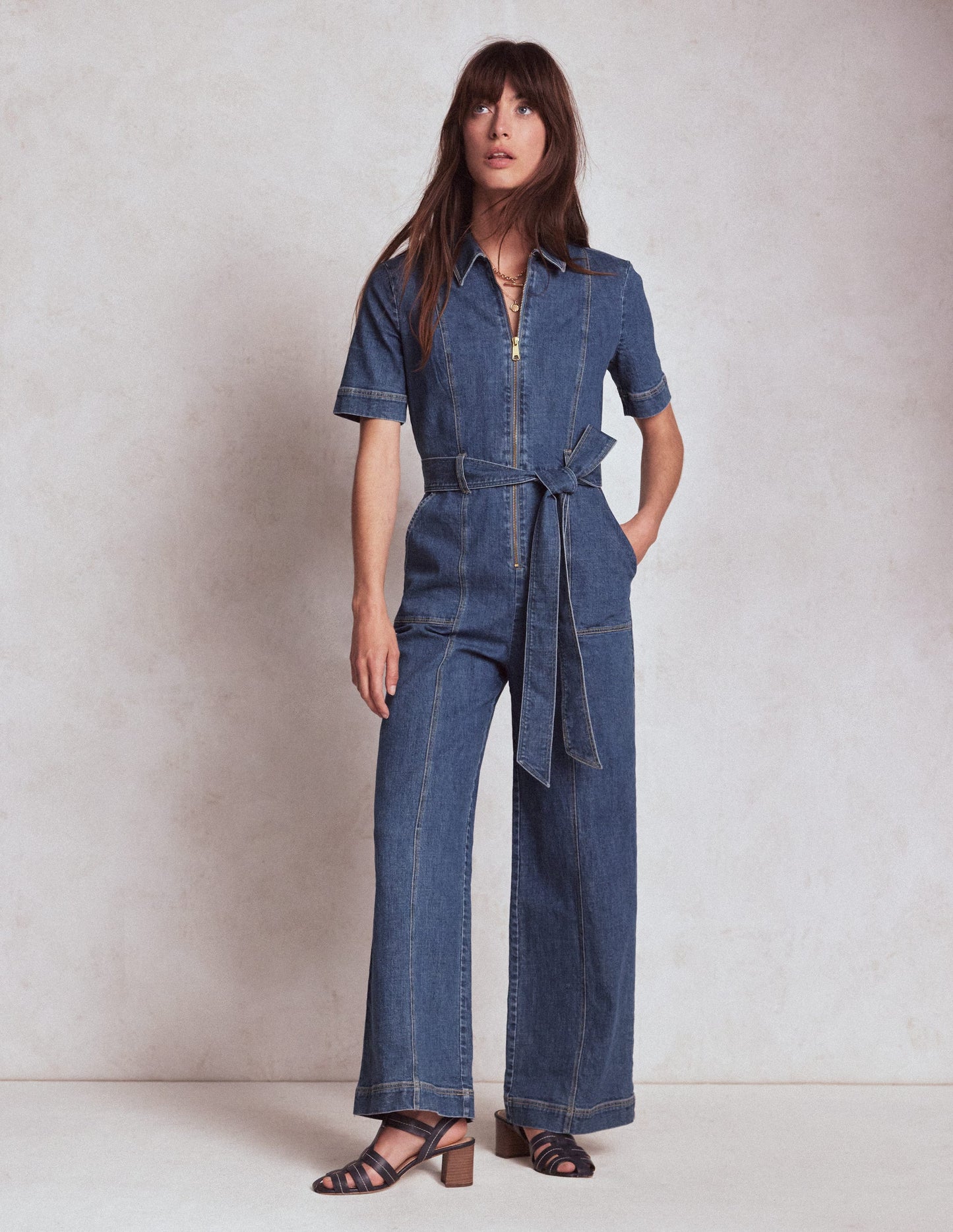 Denim-Jumpsuit mit Reißverschluss-Medium Vintage