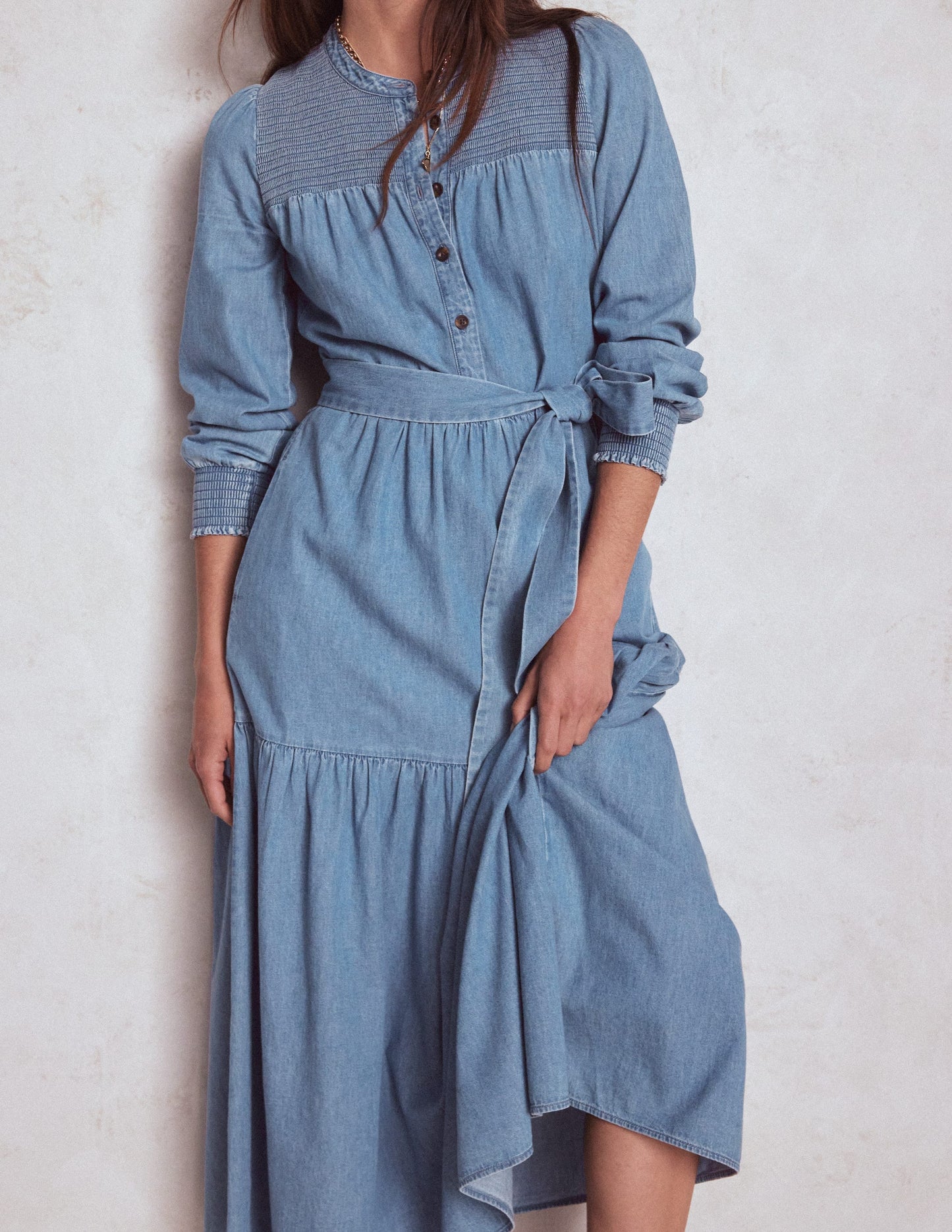 Cecily Denim-Midikleid-Helles Vintageblau
