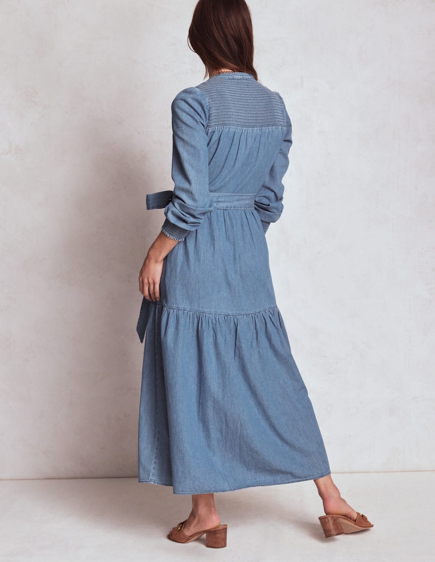 Cecily Denim-Midikleid-Helles Vintageblau