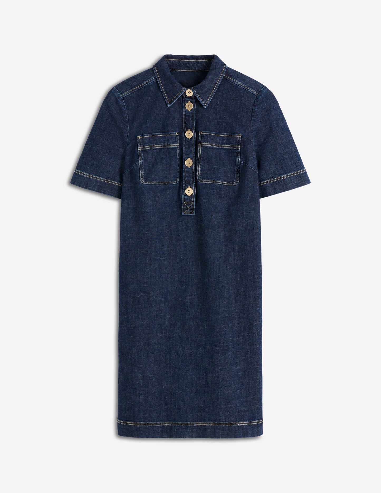 Robe droite Zia en jean avec poche-Indigo Foncé