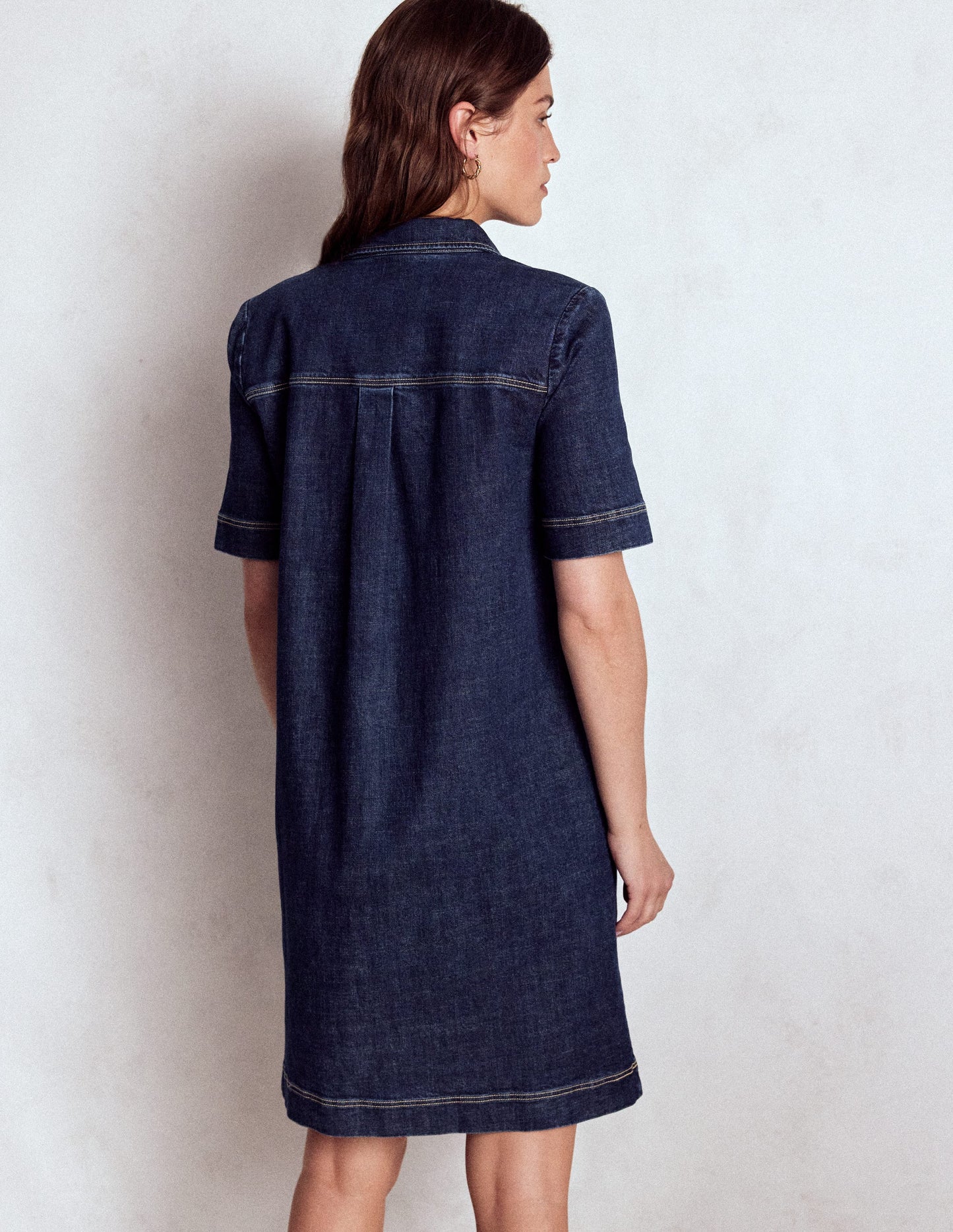 Robe droite Zia en jean avec poche-Indigo Foncé