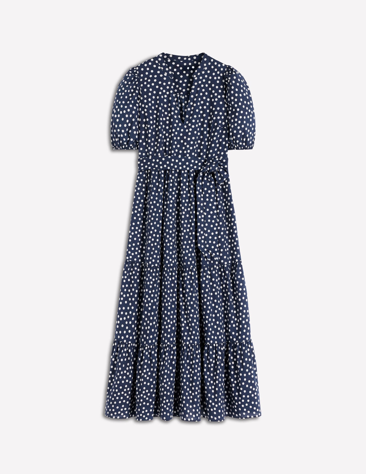Christabel Baumwoll-Midikleid-Französisches Marineblau, Gemalte Tupfen