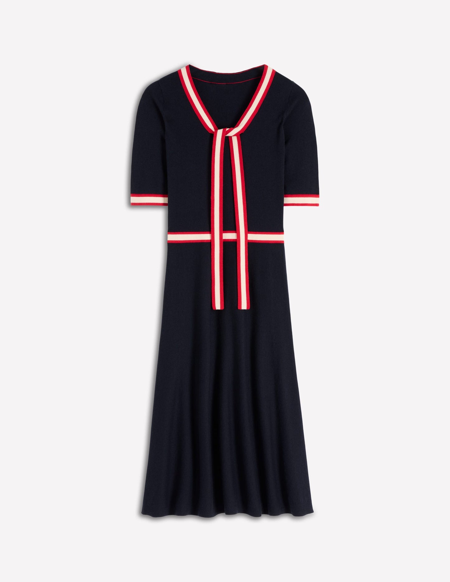 Kleid mit Schleife und Streifen-Marineblau