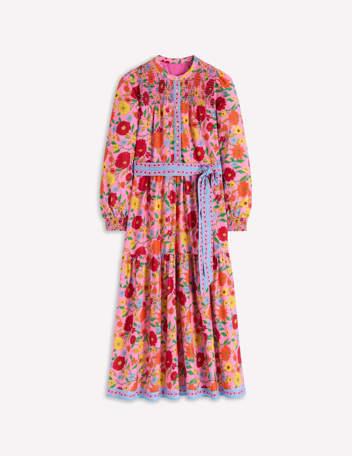 Cecily Baumwoll-Midikleid-Bunt, Kaskadenartige Dahlien