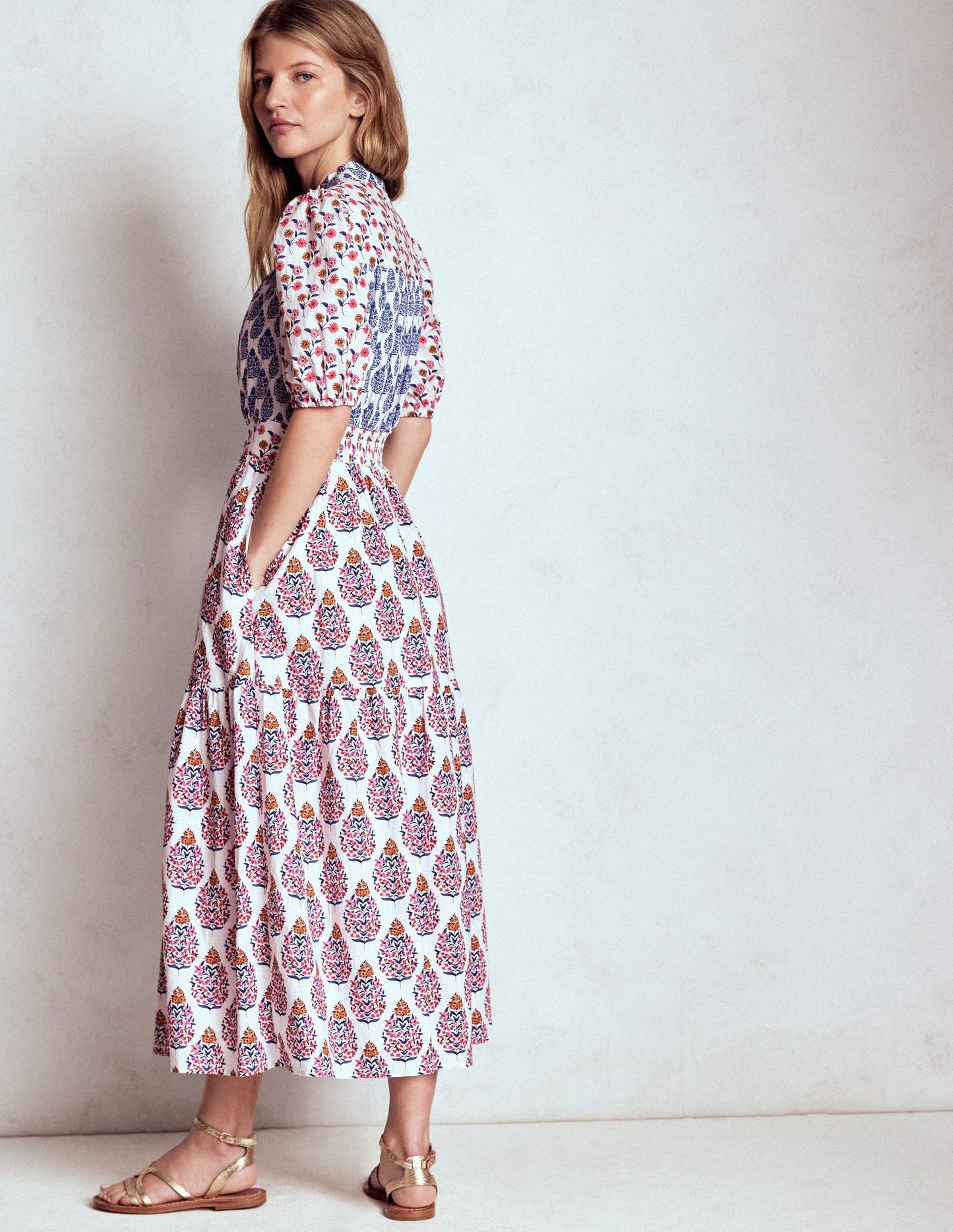 Beatrice Baumwoll-Midikleid-Bunt, Wildblumenstrauß