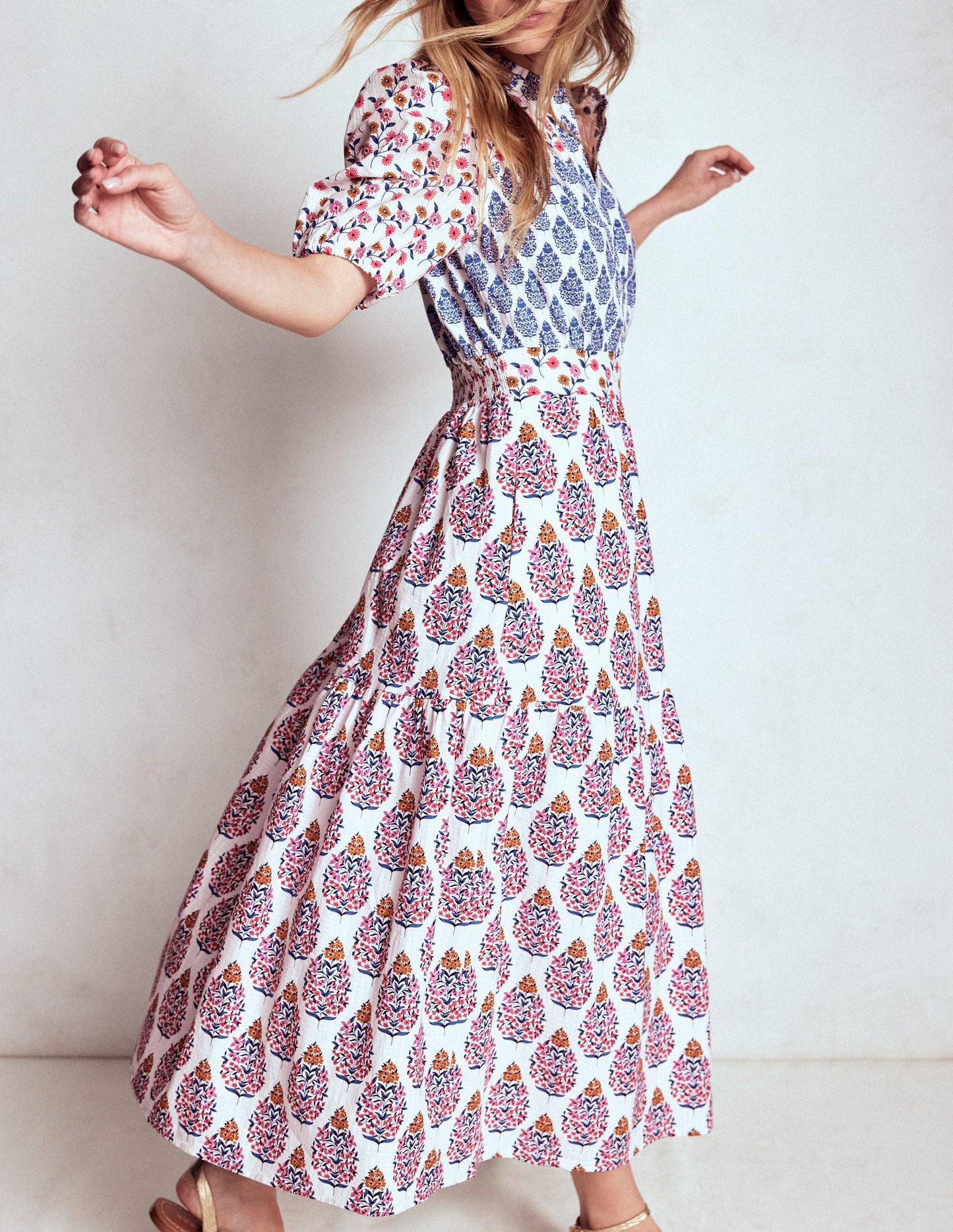 Beatrice Baumwoll-Midikleid-Bunt, Wildblumenstrauß
