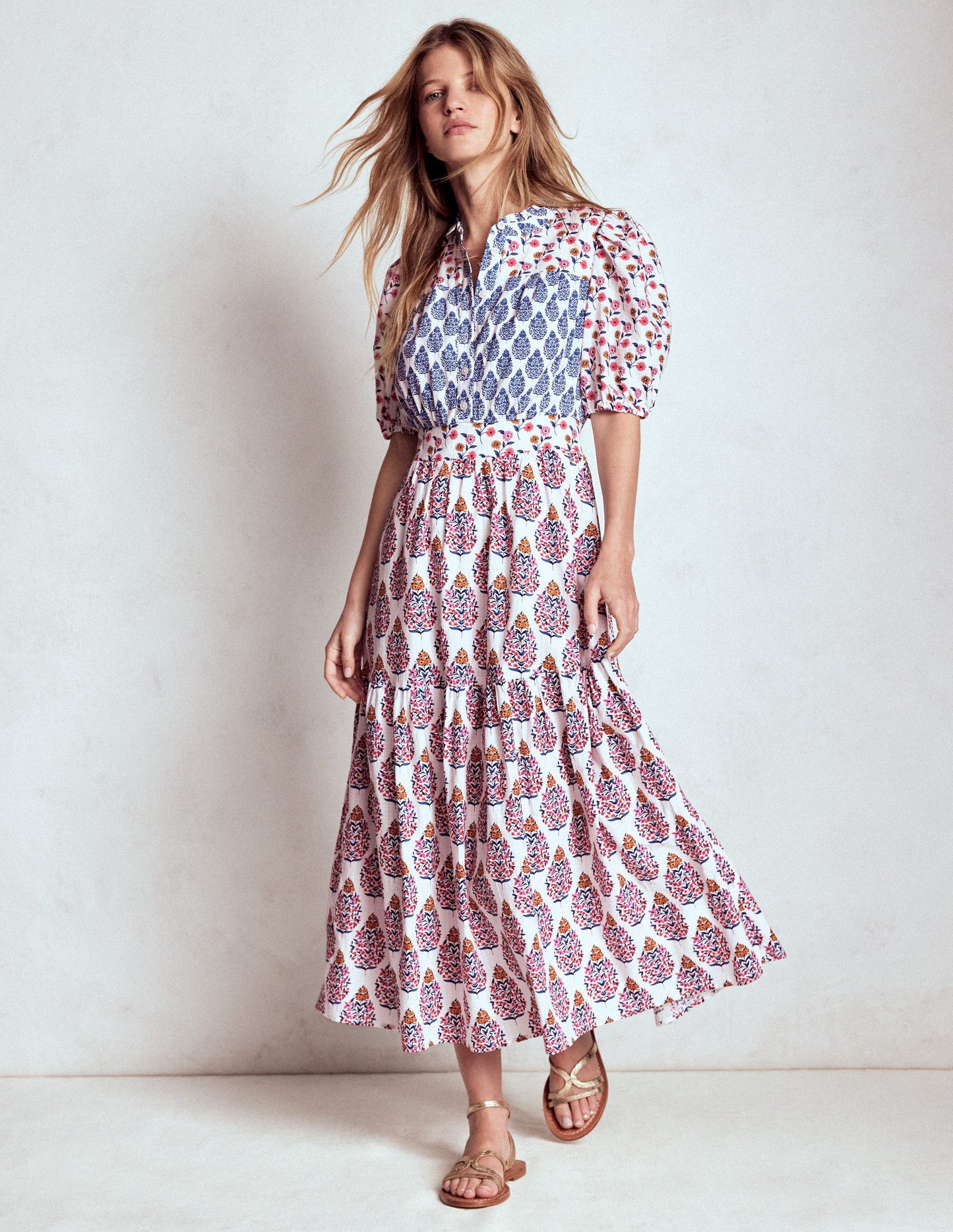 Beatrice Baumwoll-Midikleid-Bunt, Wildblumenstrauß